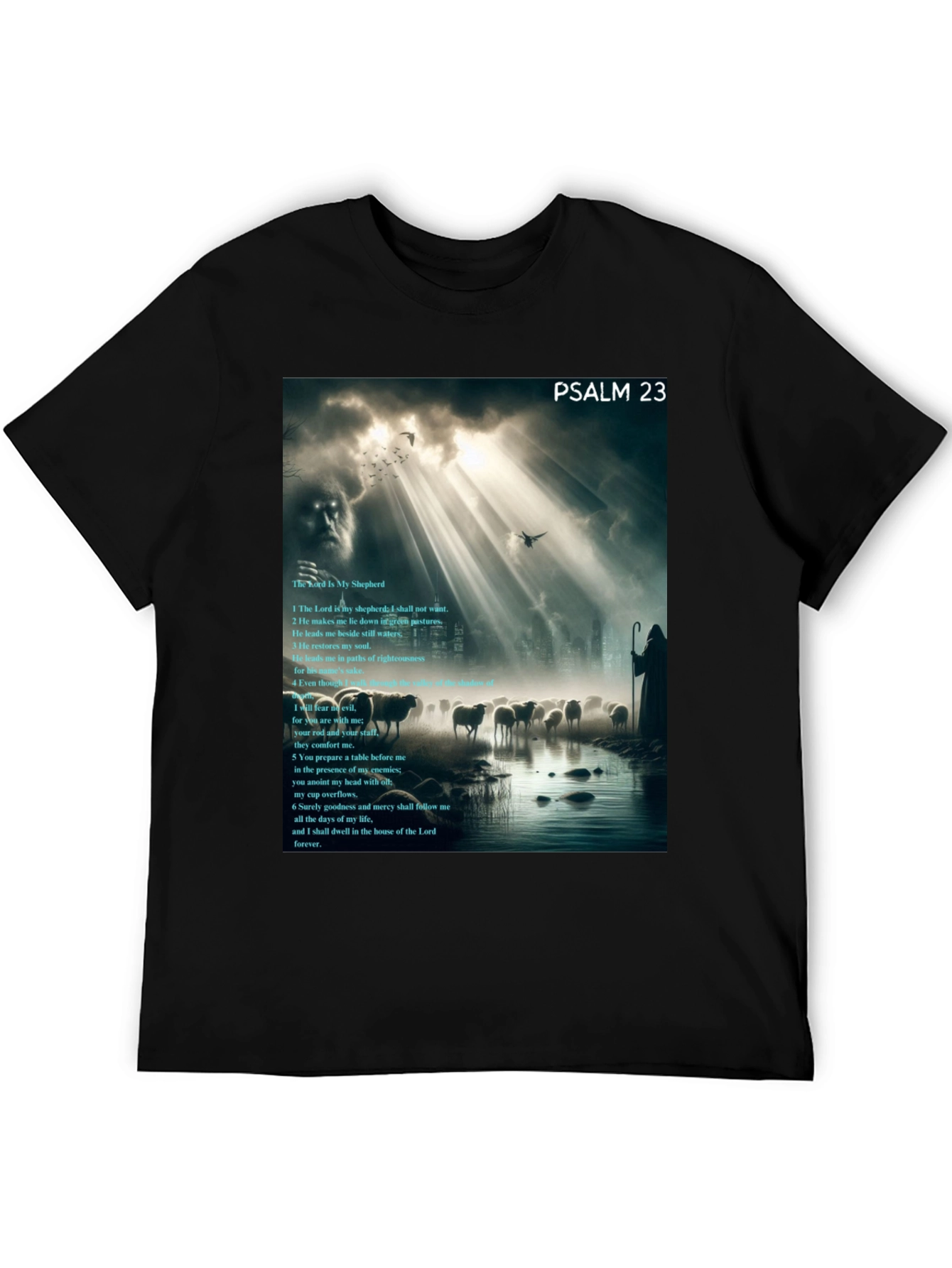 Psalm 23 Graphic Print Black T-Shirt
