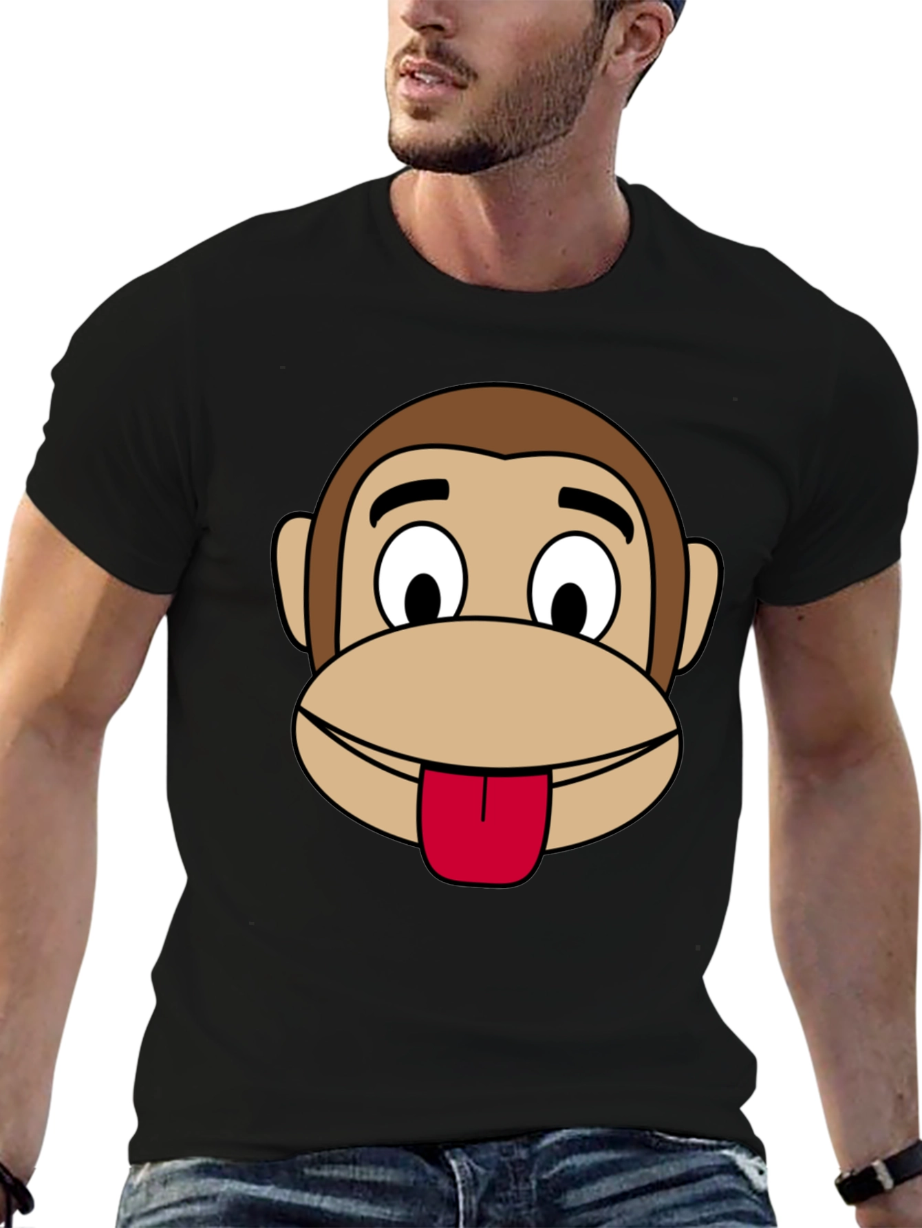 Funny Monkey Graphic Black T-Shirt