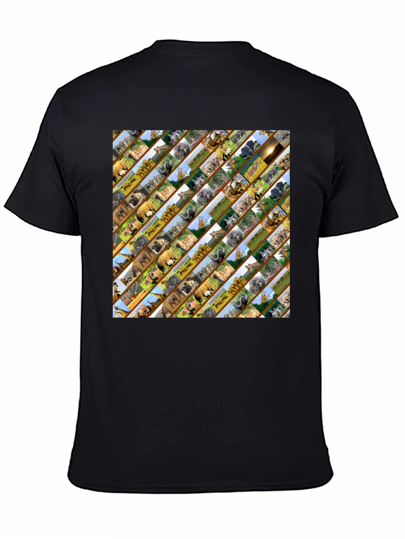 Wildlife Pattern Mens Black T-Shirt
