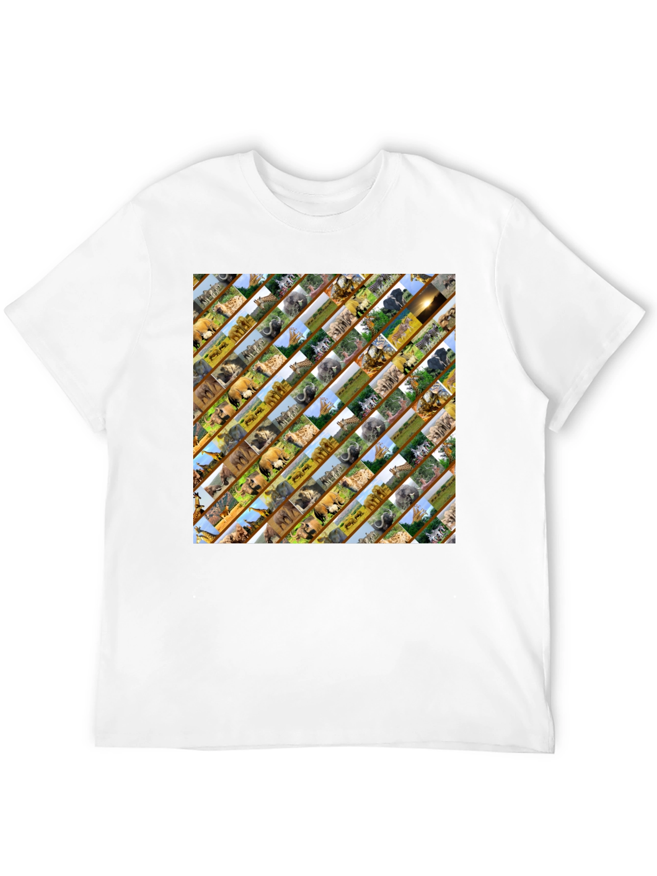 Wildlife Pattern Mens Black T-Shirt