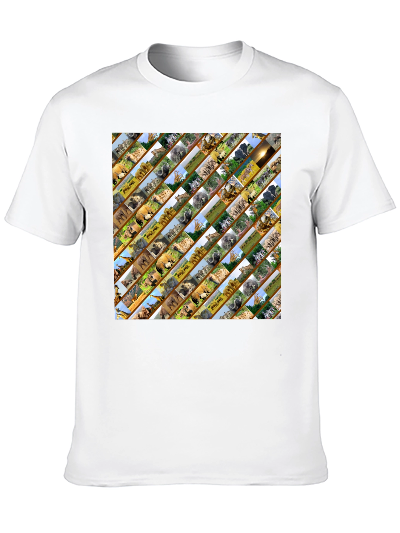 Wildlife Pattern Mens Black T-Shirt