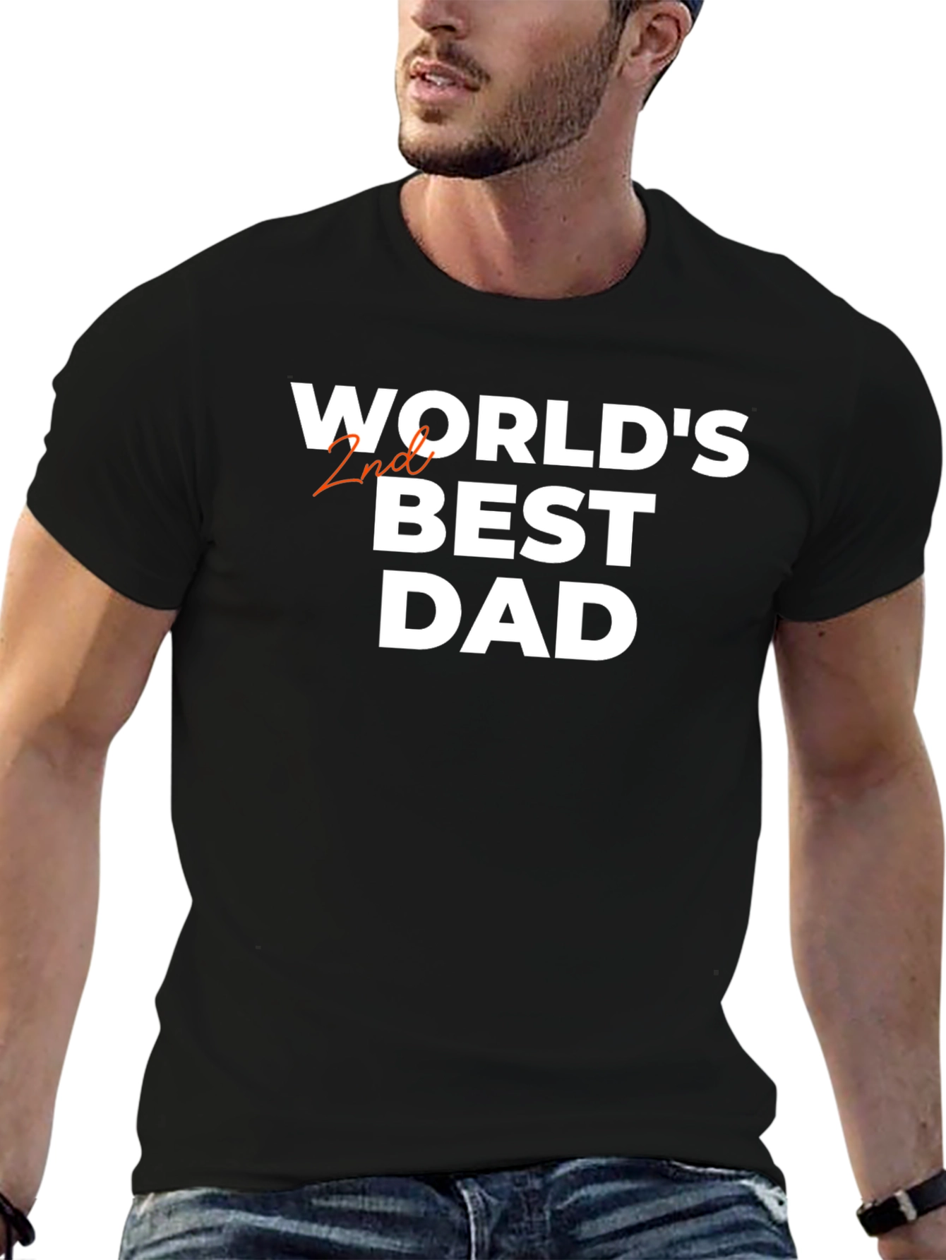 Worlds 2nd Best Dad Black T-Shirt