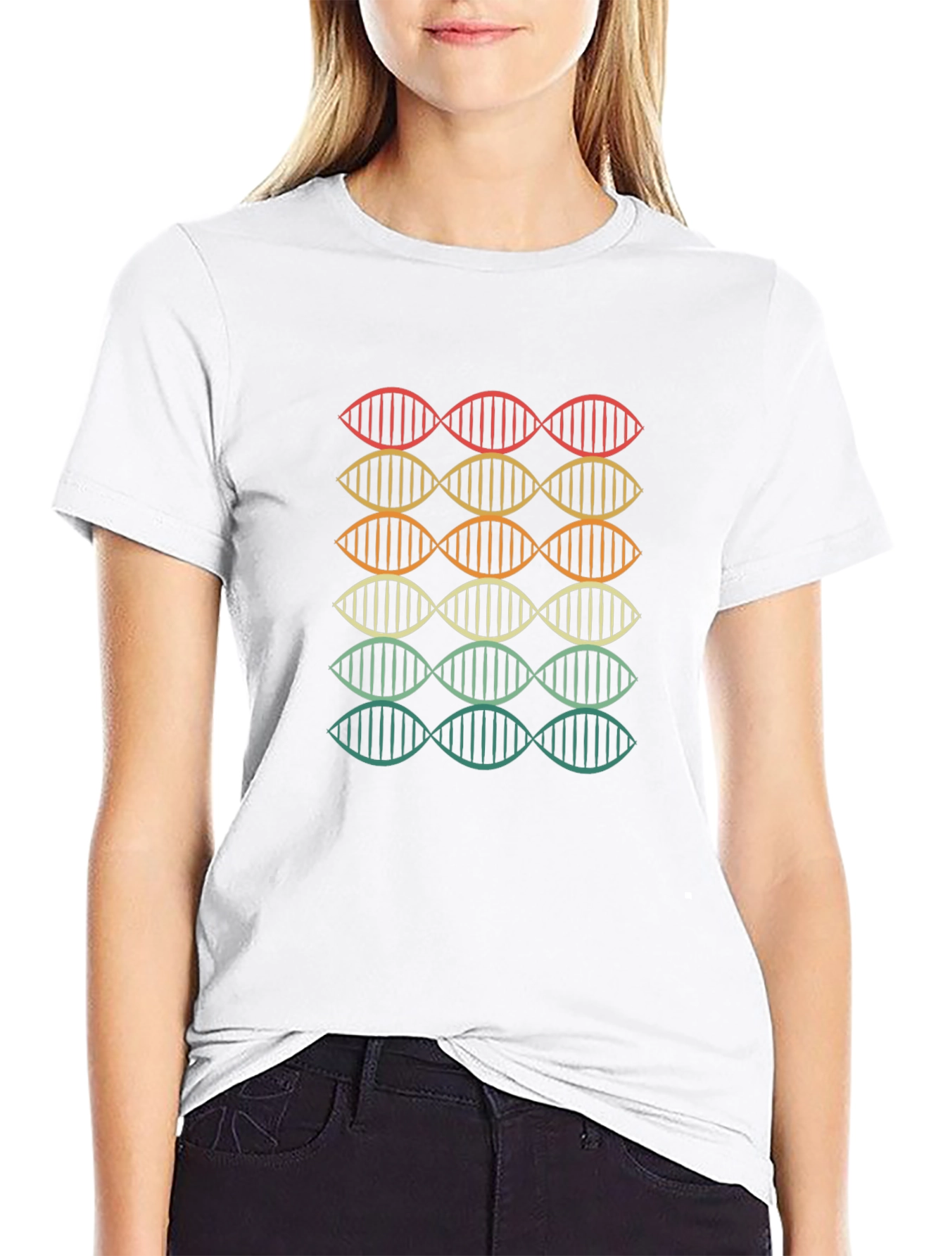 Retro DNA Strand Graphic T-Shirt