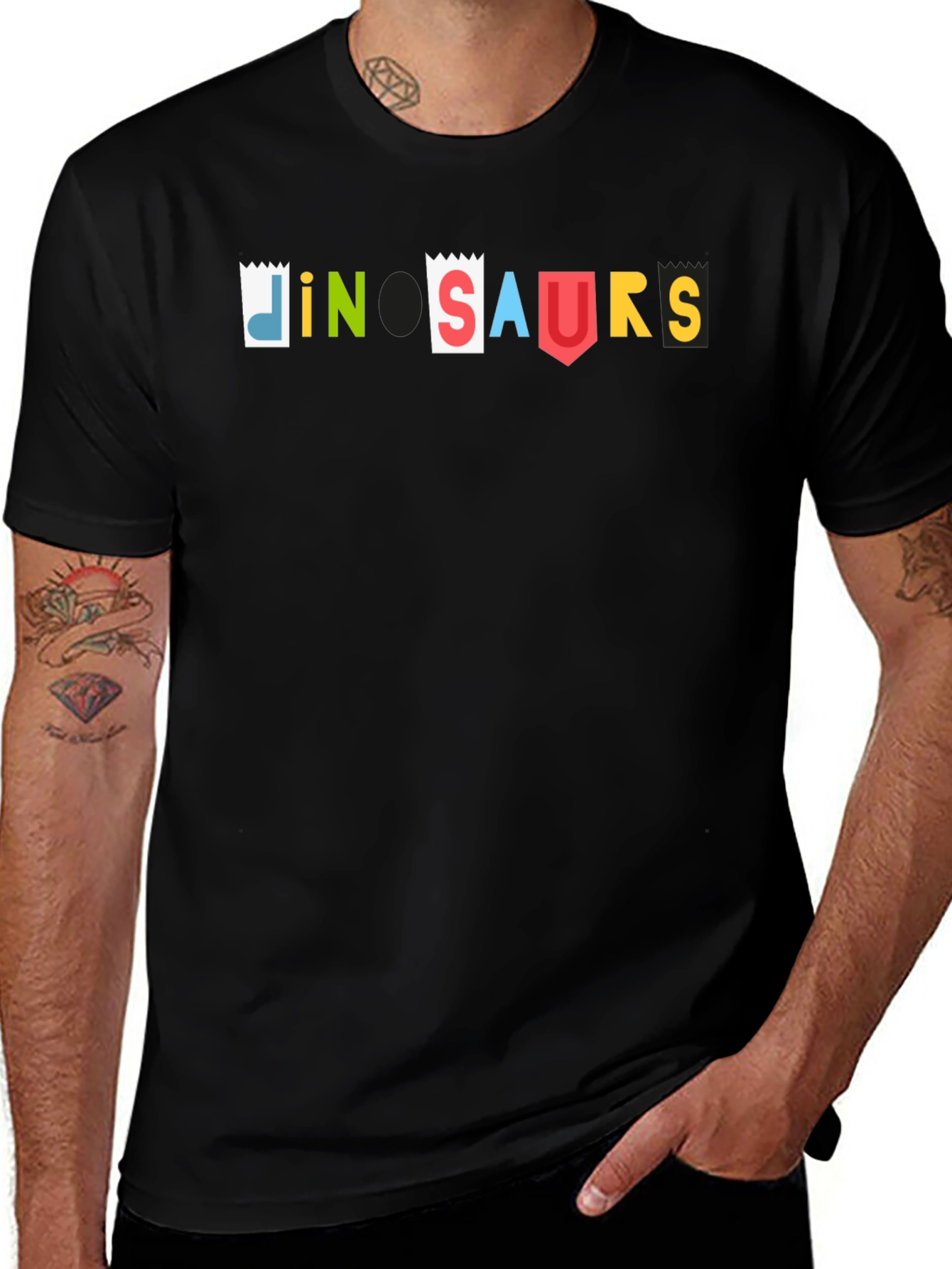 Dinosaurs Graphic T-Shirt - Black Cotton Blend