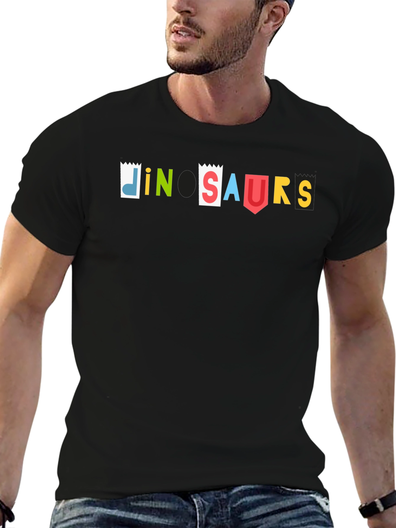 Dinosaurs Graphic T-Shirt - Black Cotton Blend