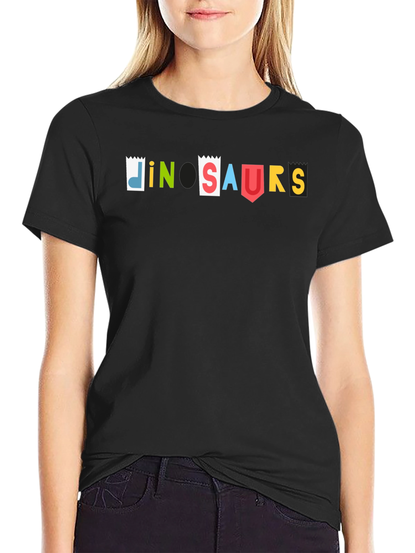 Dinosaurs Graphic T-Shirt - Black Cotton Blend