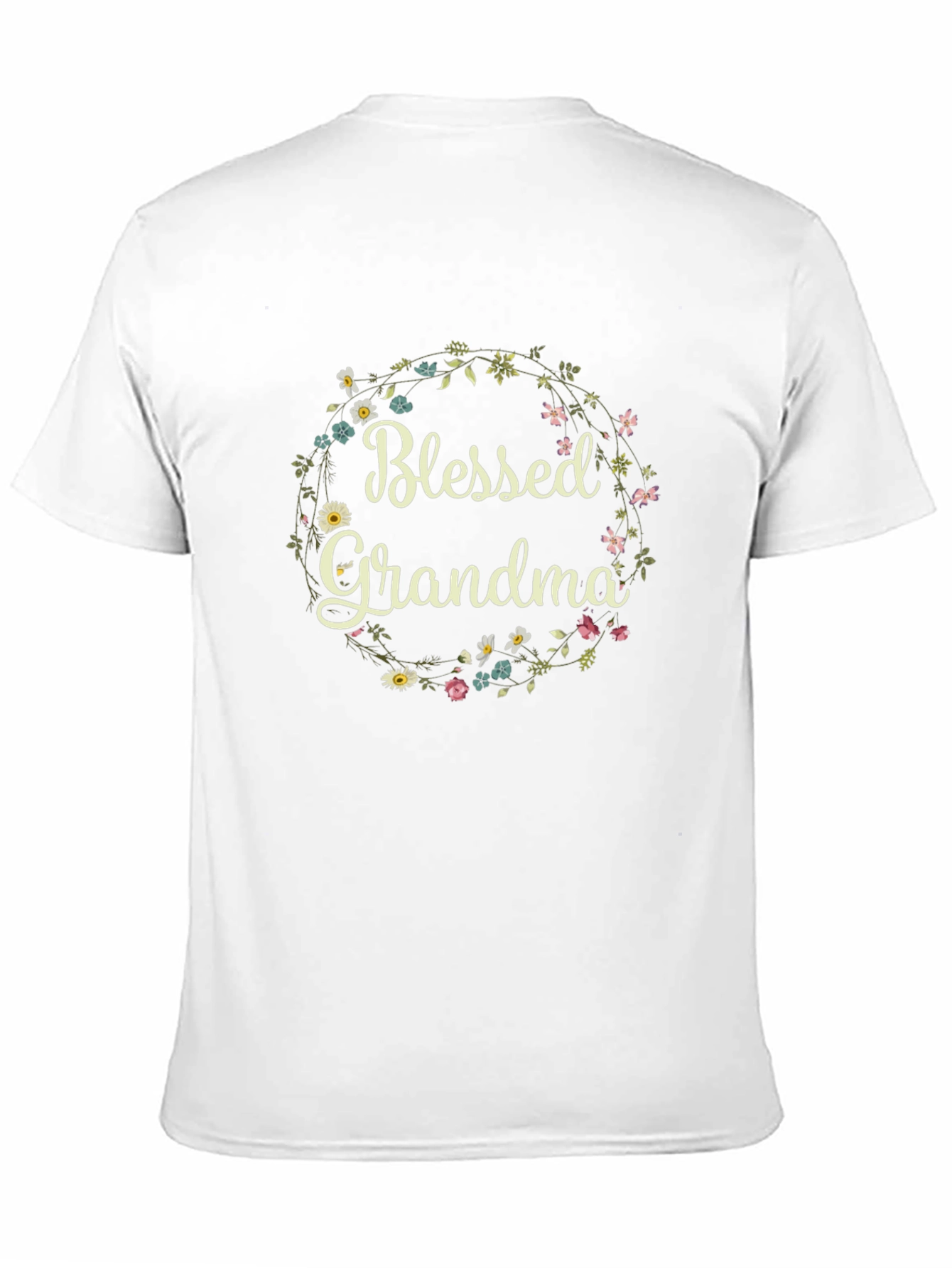 Blessed Grandma Floral Wreath Graphic T-Shirt