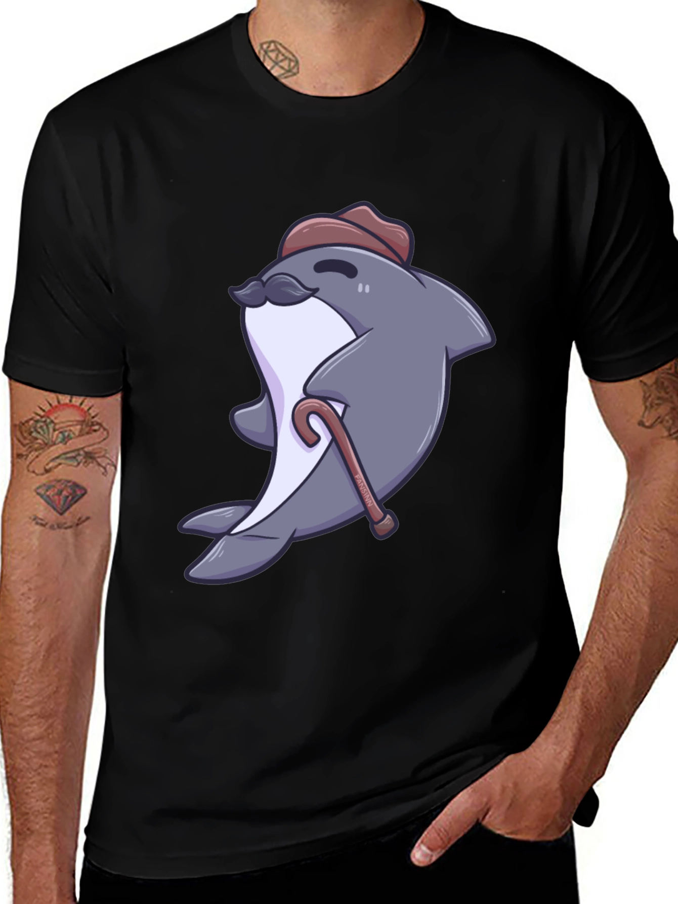 Dapper Dolphin T-Shirt - Cartoon Character Tee
