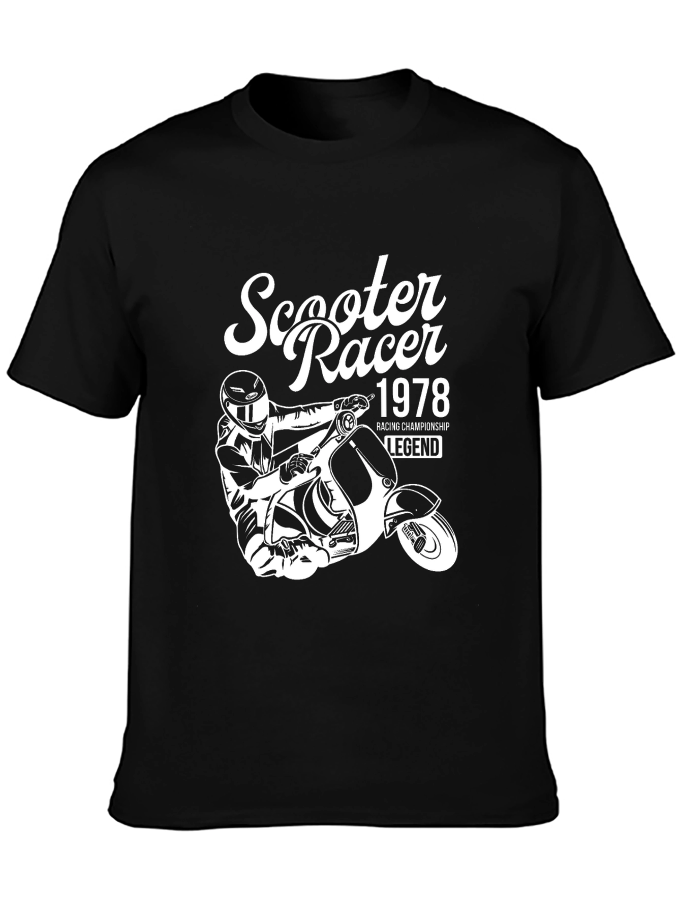 Scooter Racer 1978 Legend Black Graphic T-Shirt