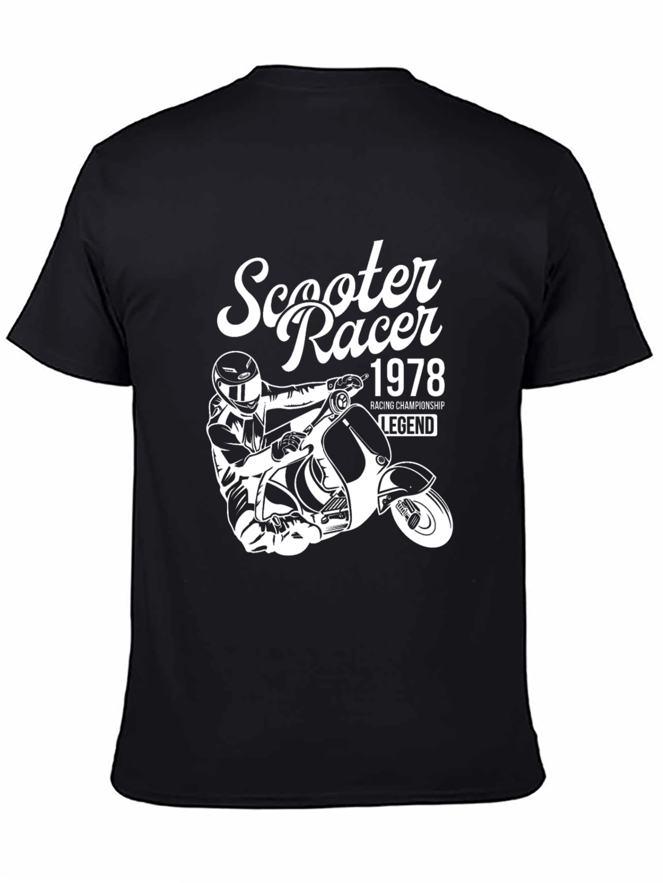 Scooter Racer 1978 Legend Black Graphic T-Shirt