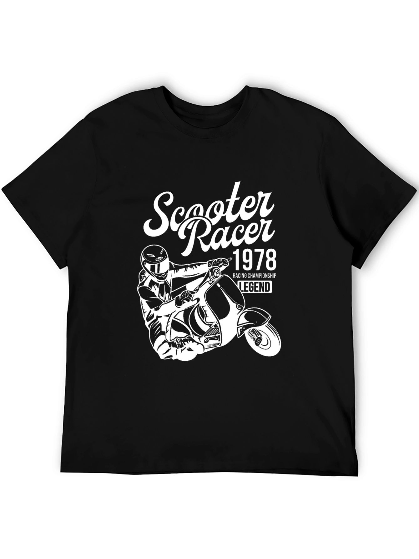 Scooter Racer 1978 Legend Black Graphic T-Shirt
