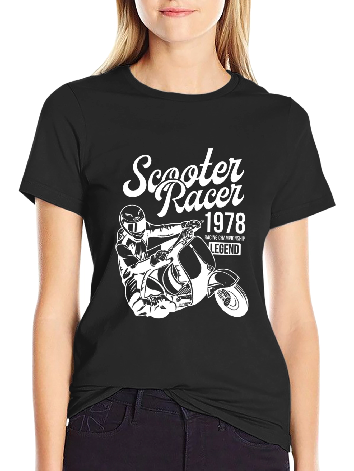 Scooter Racer 1978 Legend Black Graphic T-Shirt
