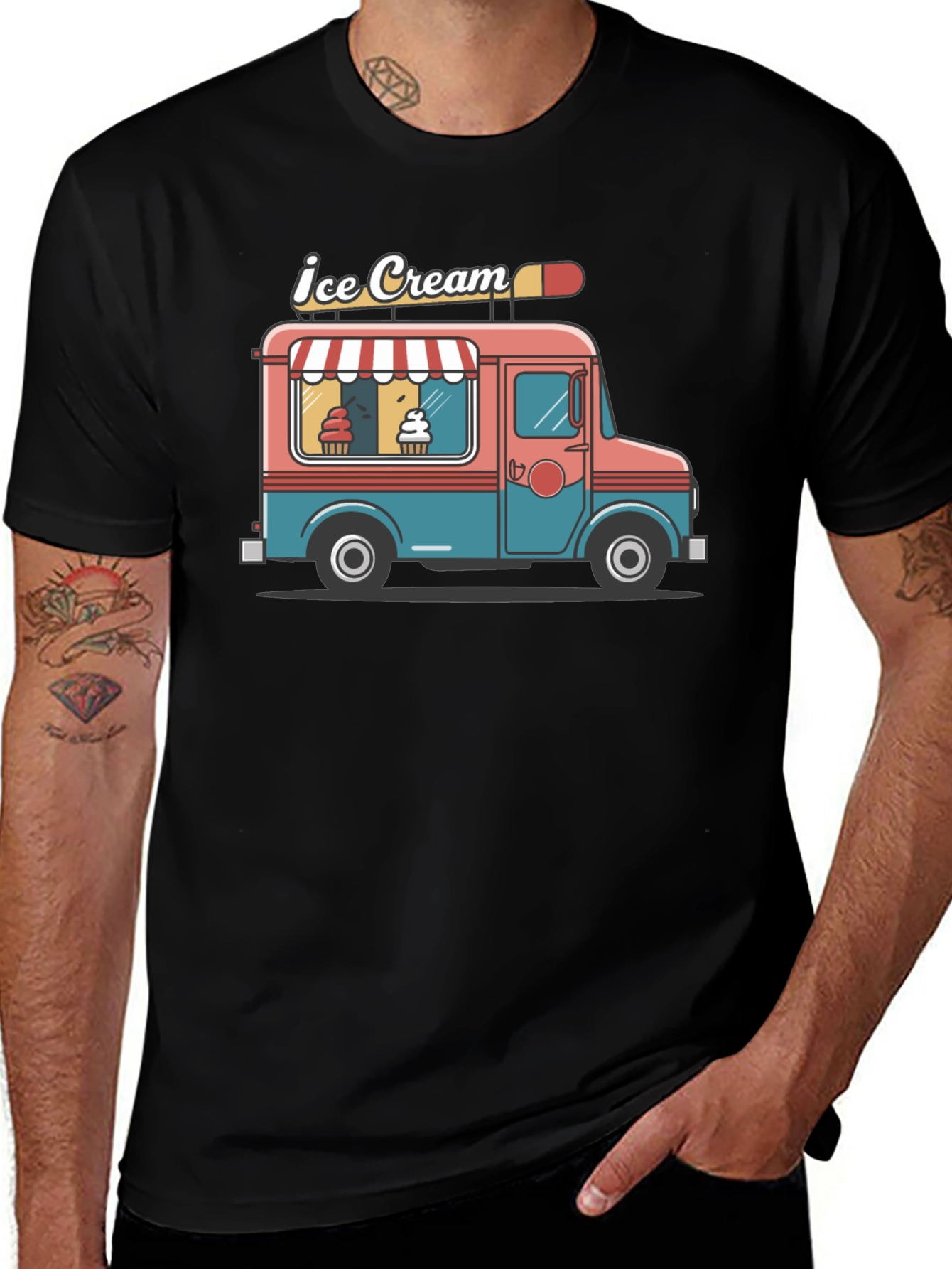 Ice Cream Truck Graphic Tee - Black