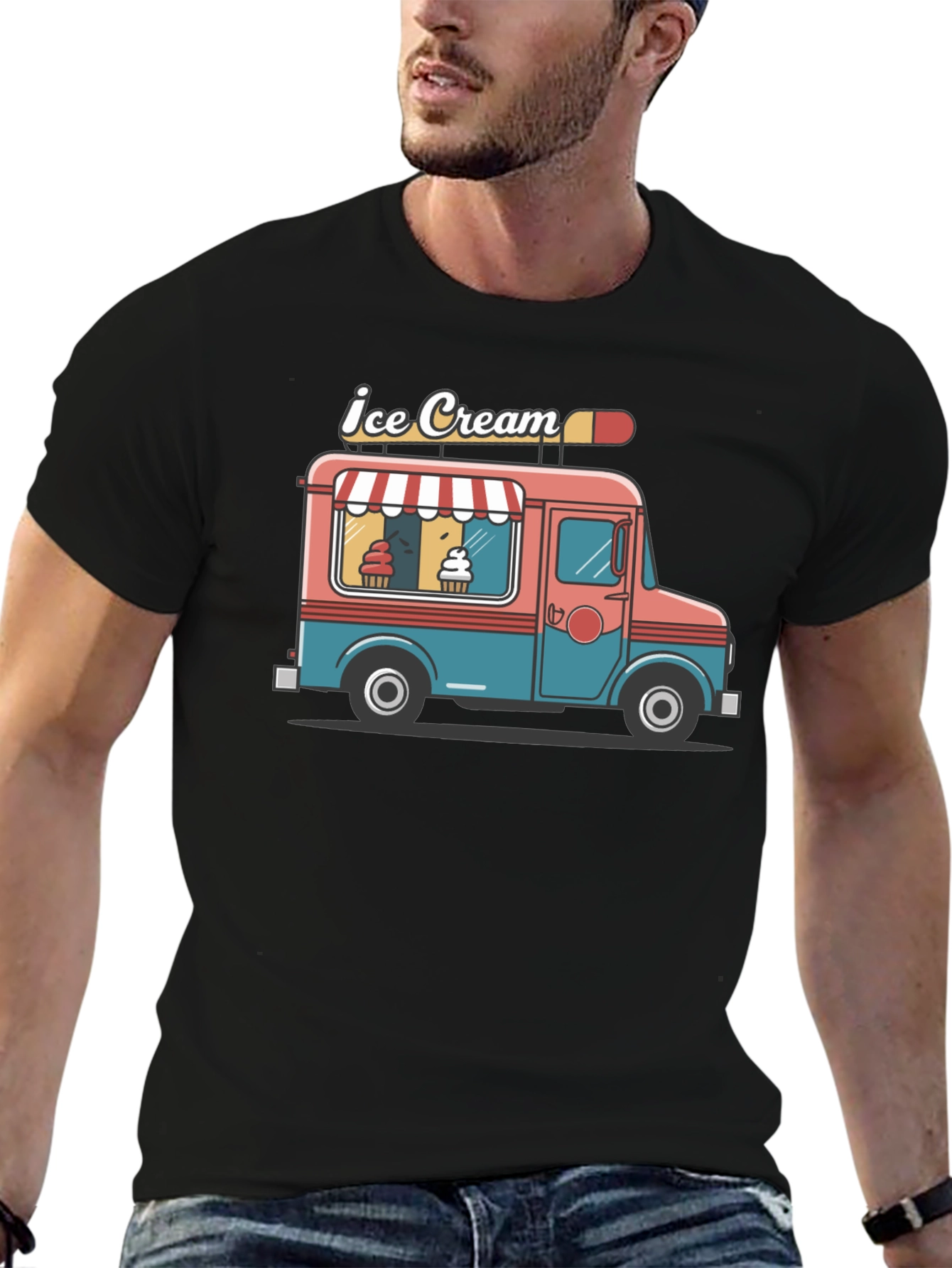 Ice Cream Truck Graphic Tee - Black