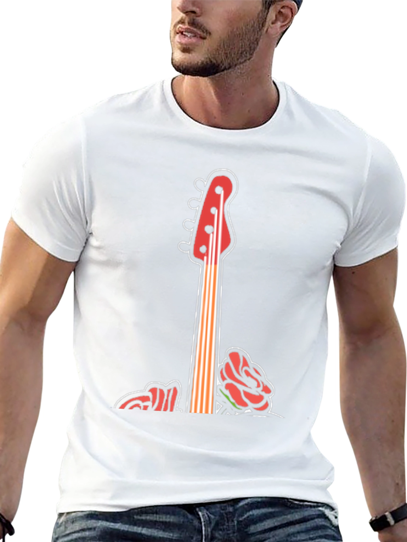 Guitar & Roses Graphic Tee - Cool Band Style