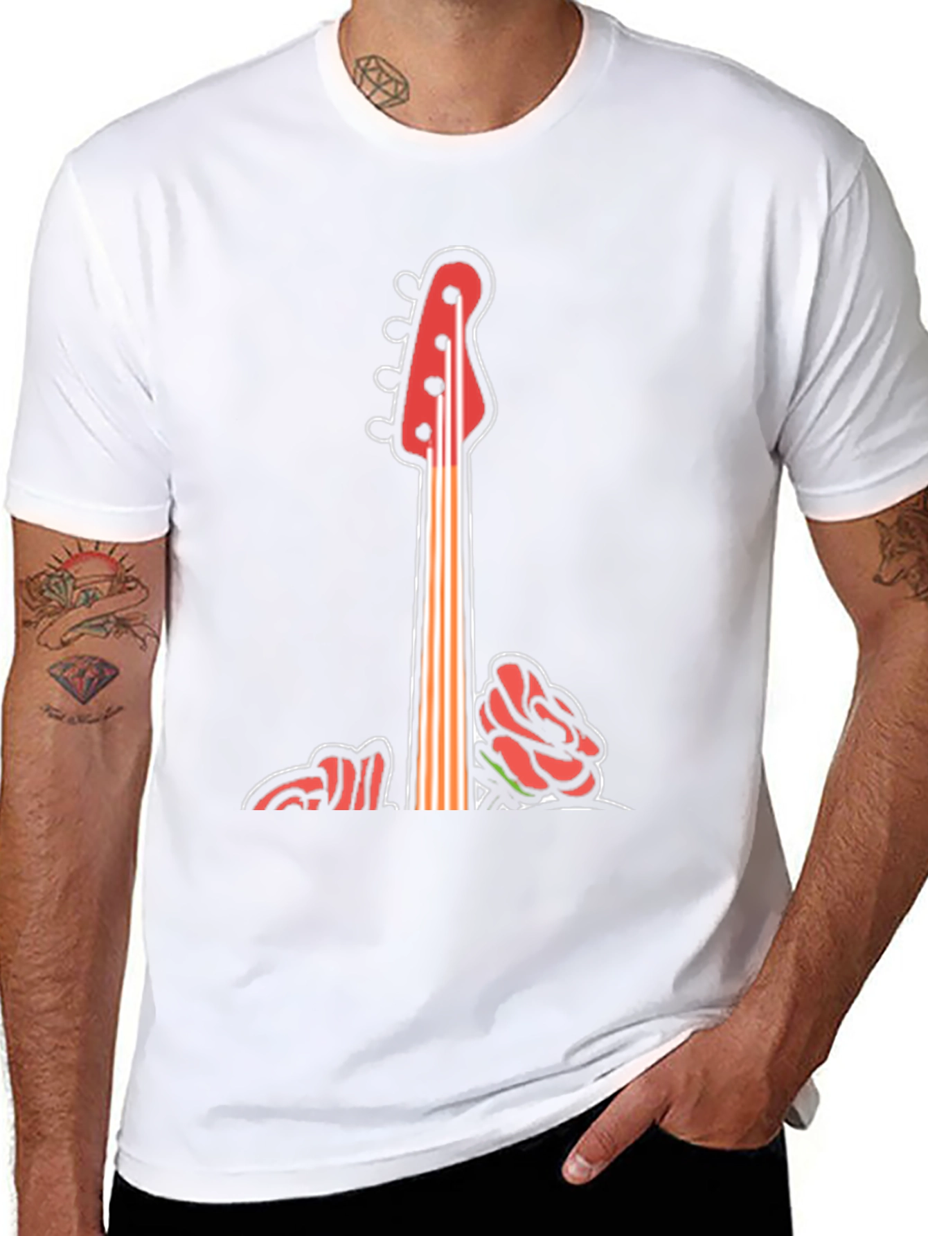Guitar & Roses Graphic Tee - Cool Band Style