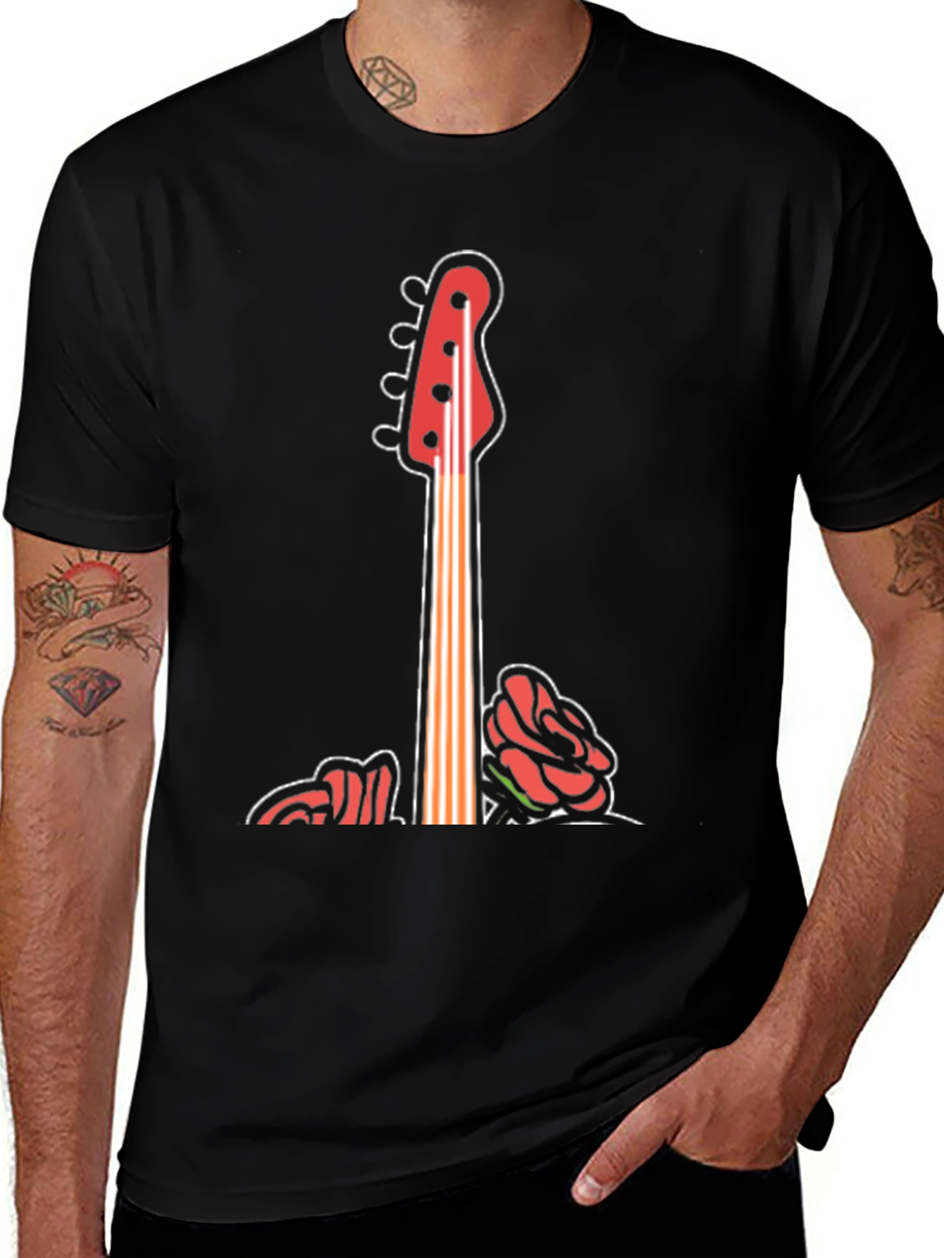 Guitar & Roses Graphic Tee - Cool Band Style