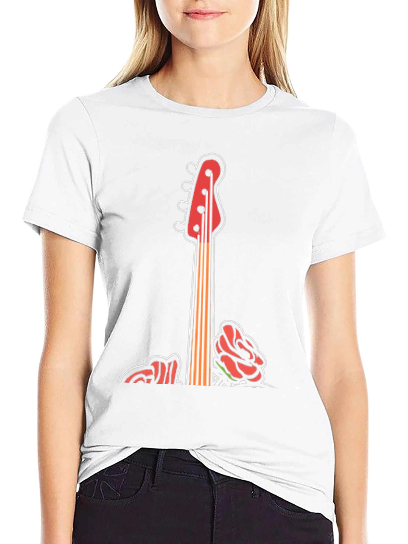 Guitar & Roses Graphic Tee - Cool Band Style