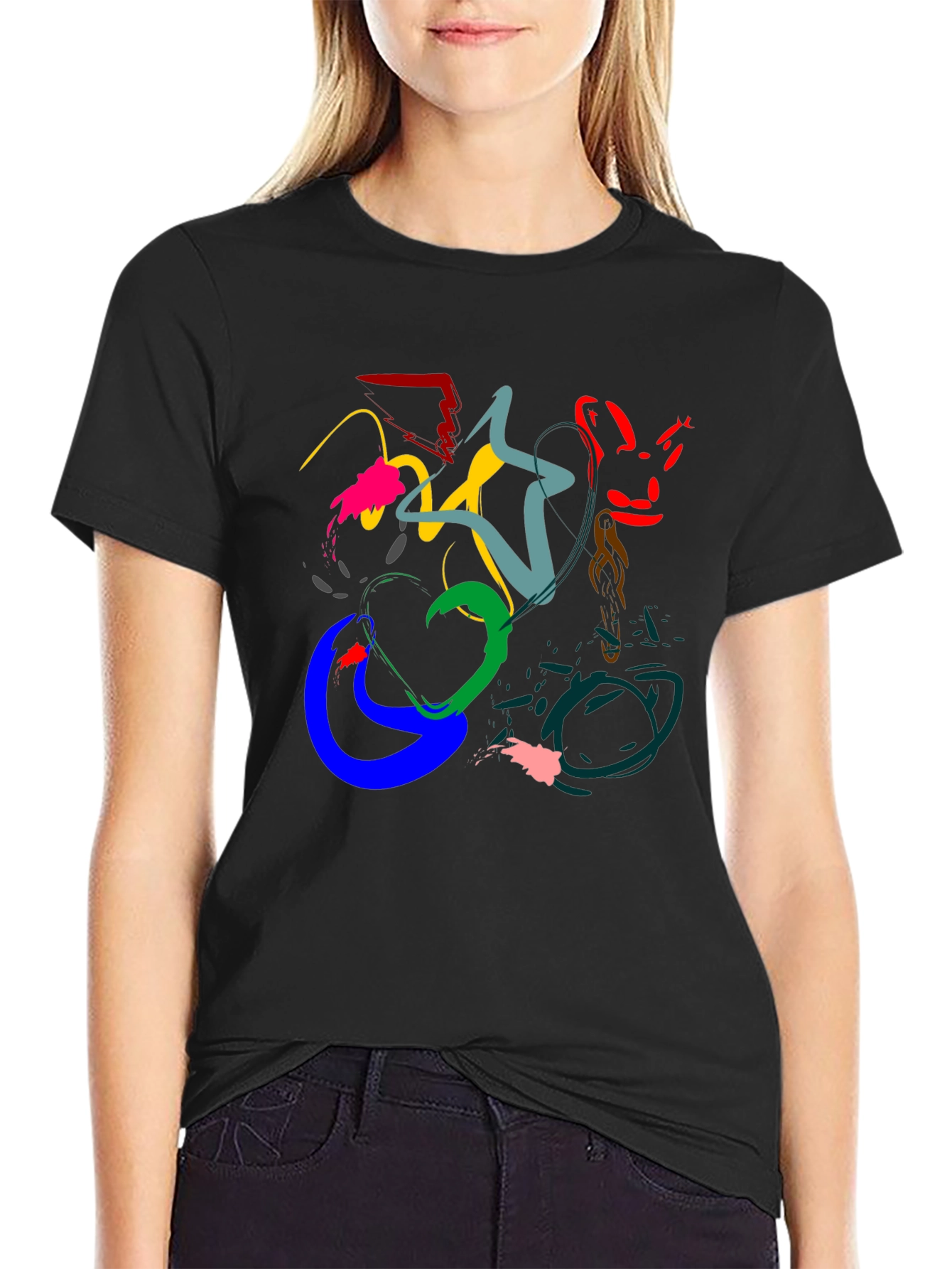 Abstract Art Black T-Shirt - Modern Graphic Tee