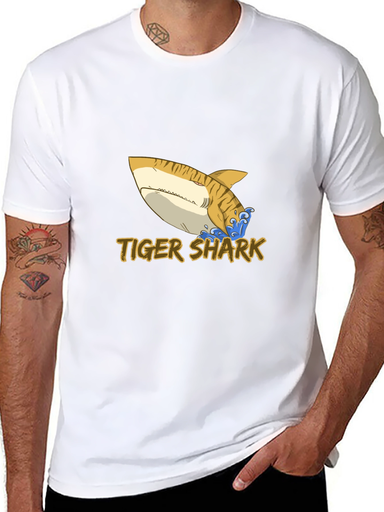 Tiger Shark Graphic Tee - Black Cotton Comfort