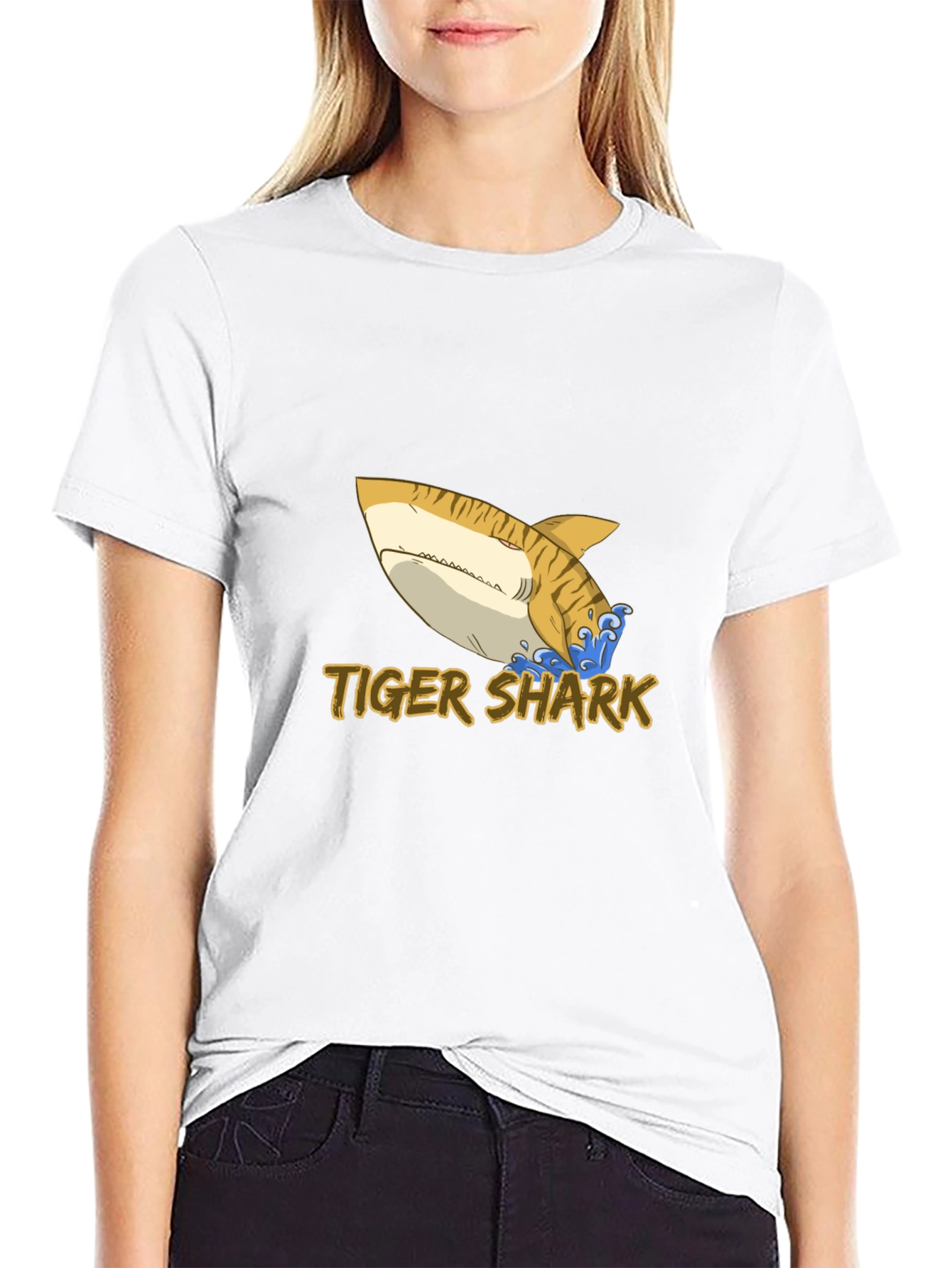 Tiger Shark Graphic Tee - Black Cotton Comfort