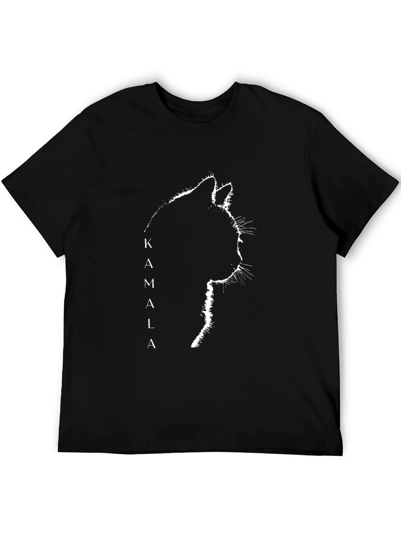 Kamala Cat Silhouette Graphic Tee - Black Cotton