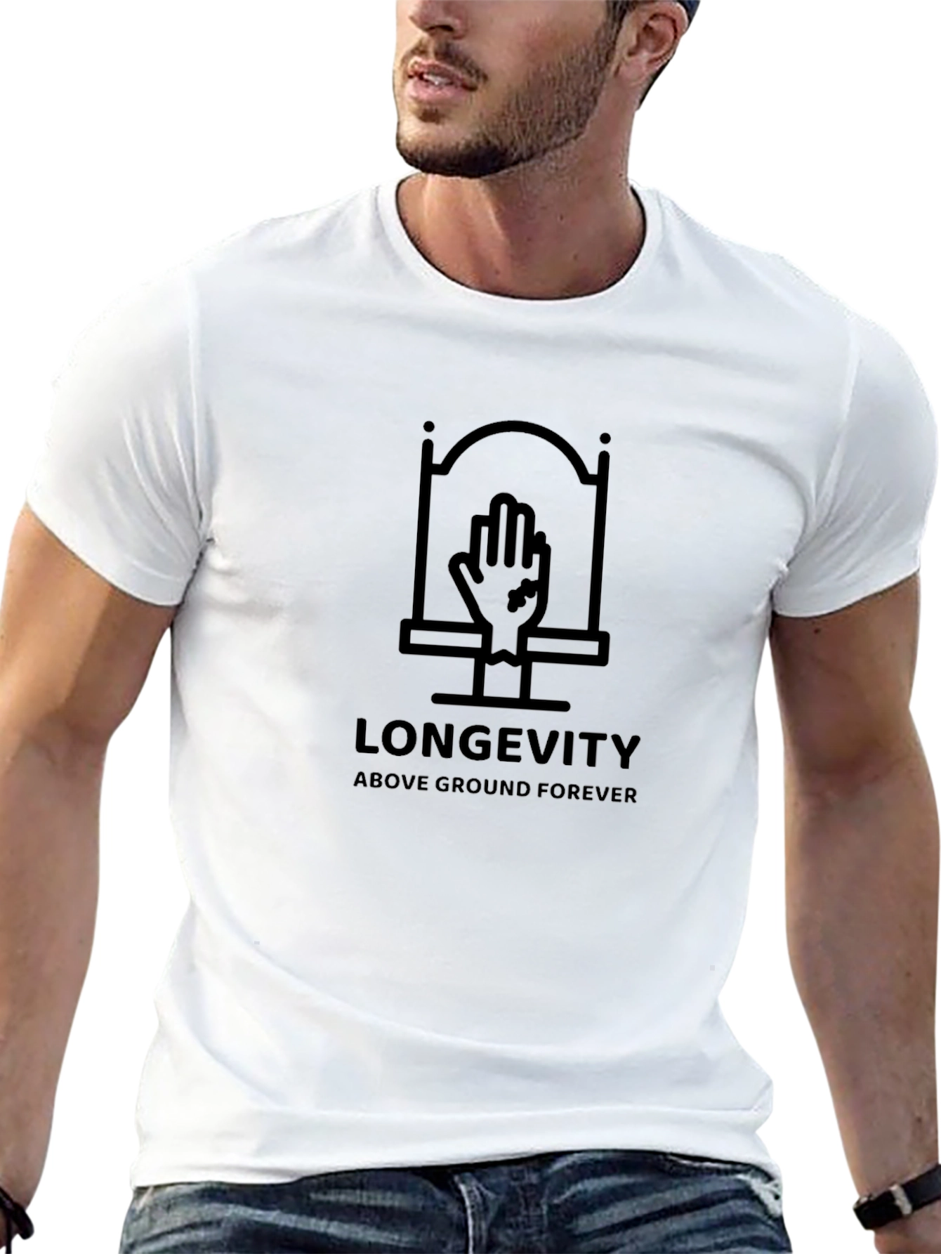 Longevity Black Graphic Tee - Above Ground Forever