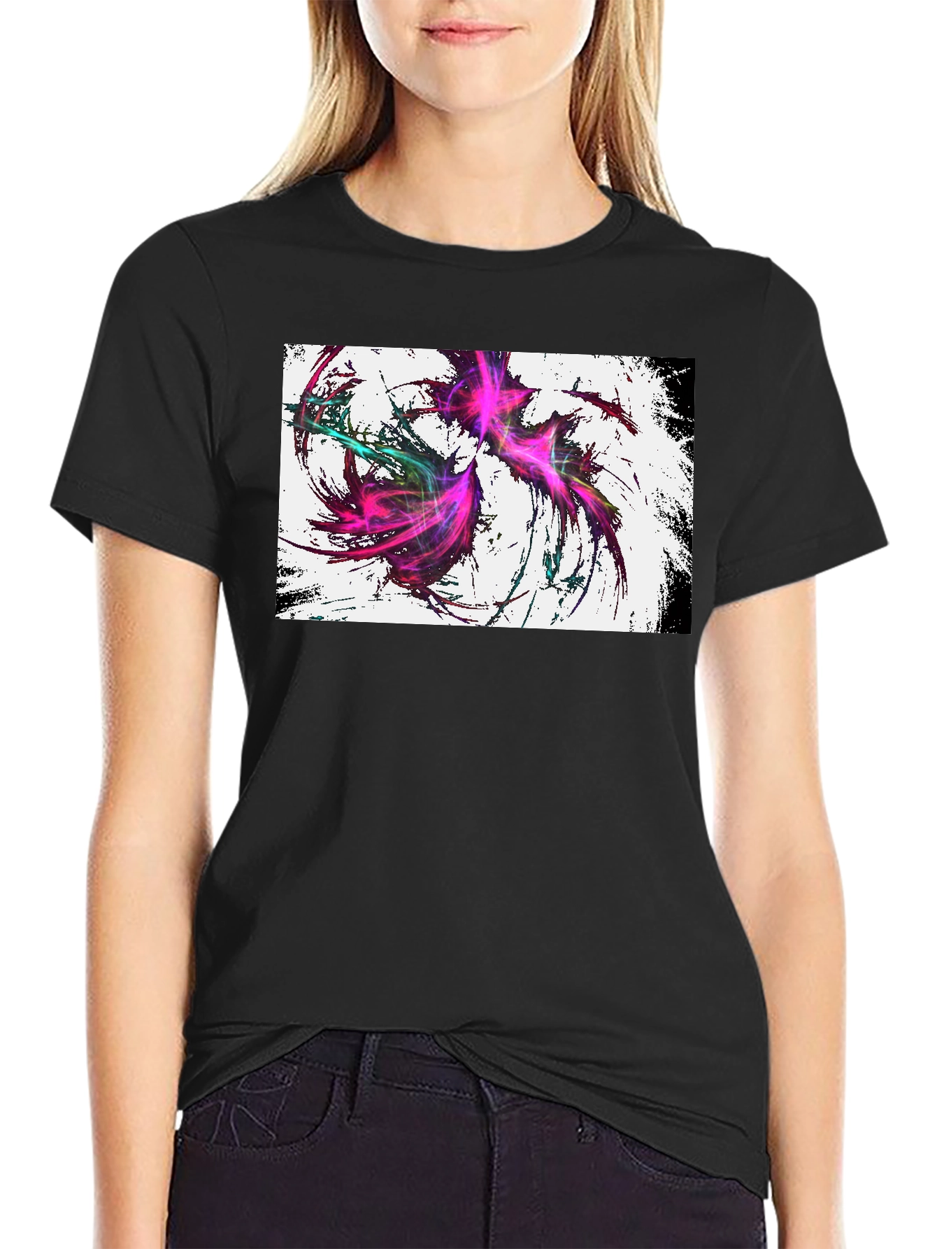 Abstract Art Graphic Tee - Black