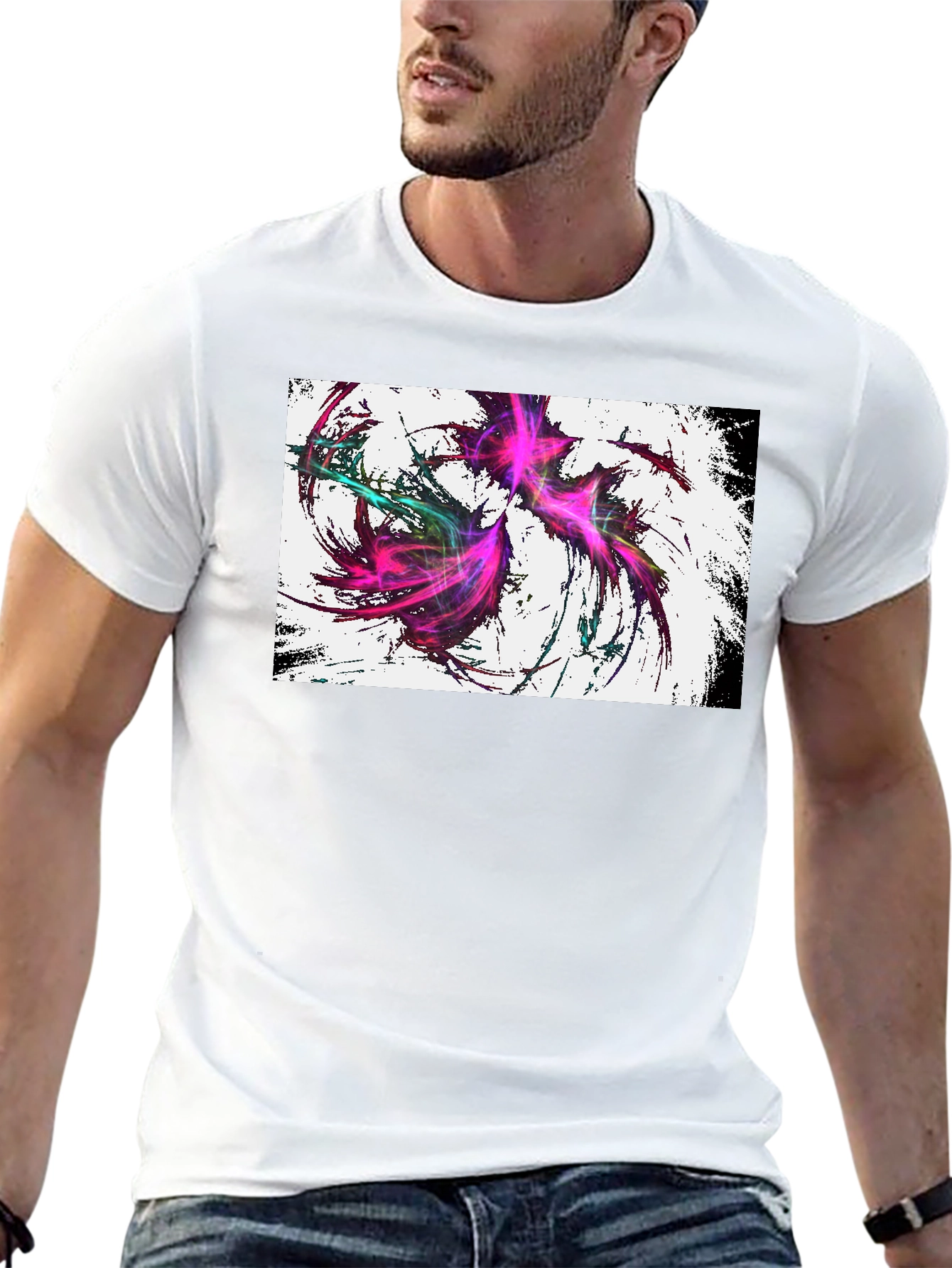 Abstract Art Graphic Tee - Black
