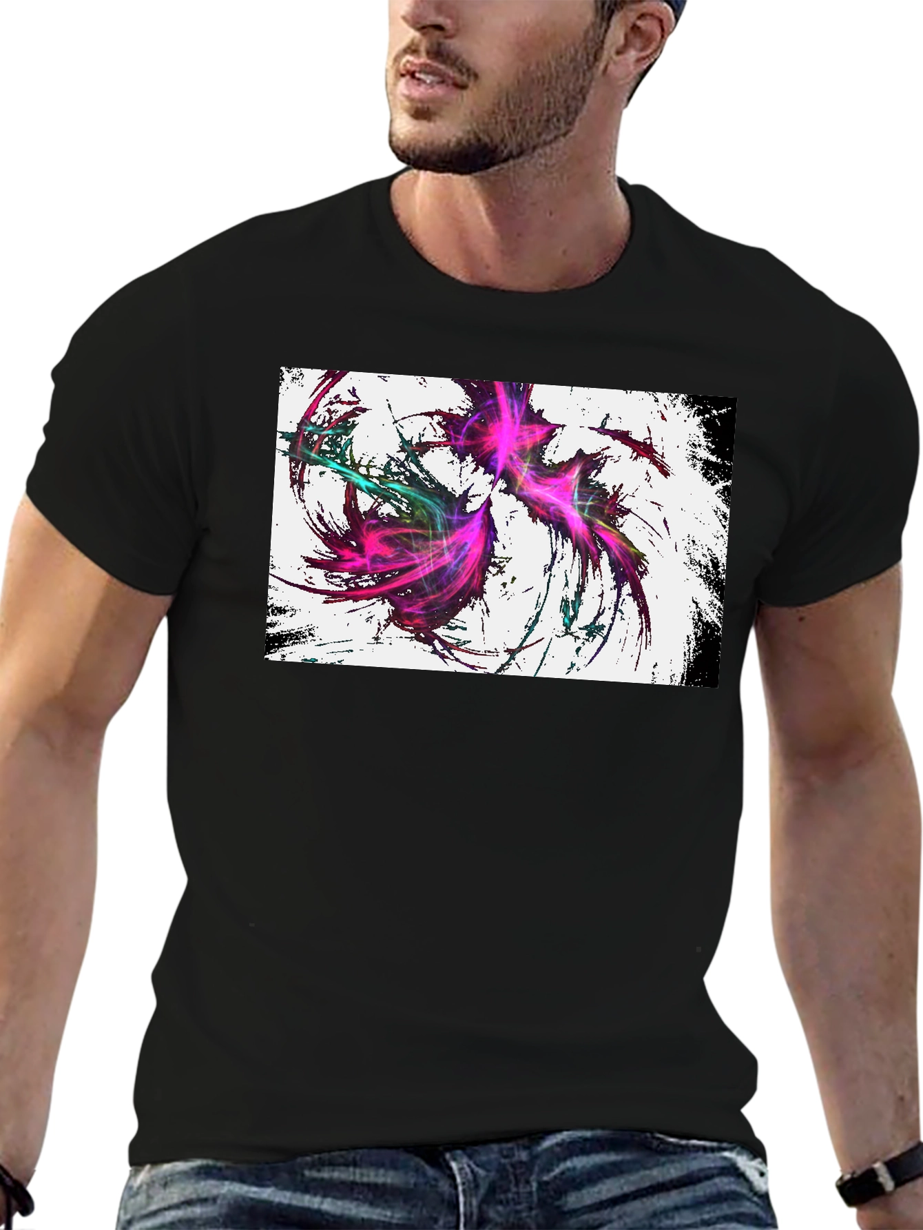 Abstract Art Graphic Tee - Black