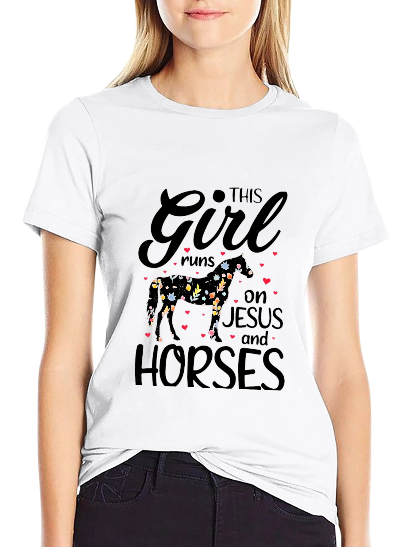 This Girl Runs on Jesus and Horses T-Shirt