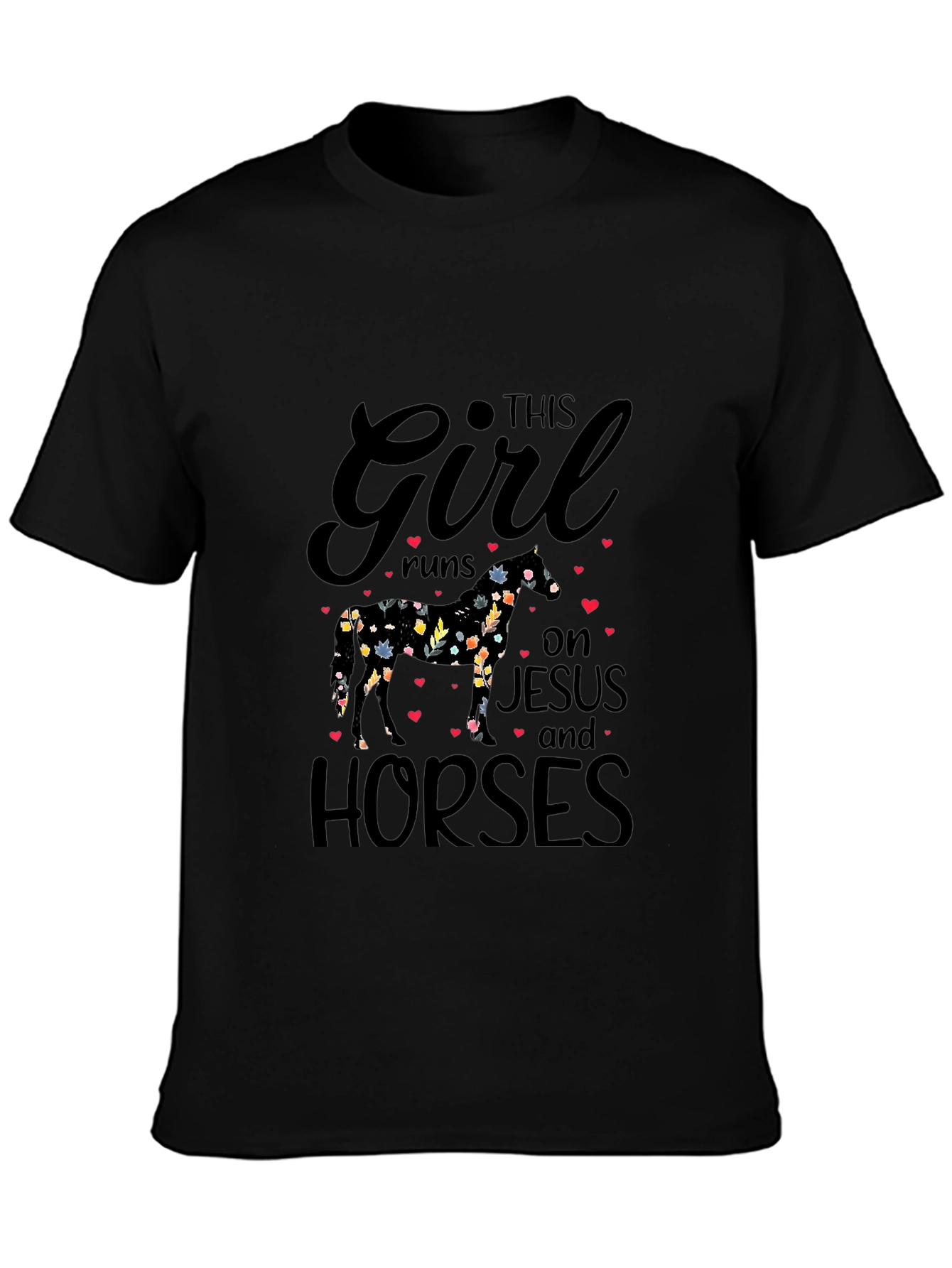 This Girl Runs on Jesus and Horses T-Shirt
