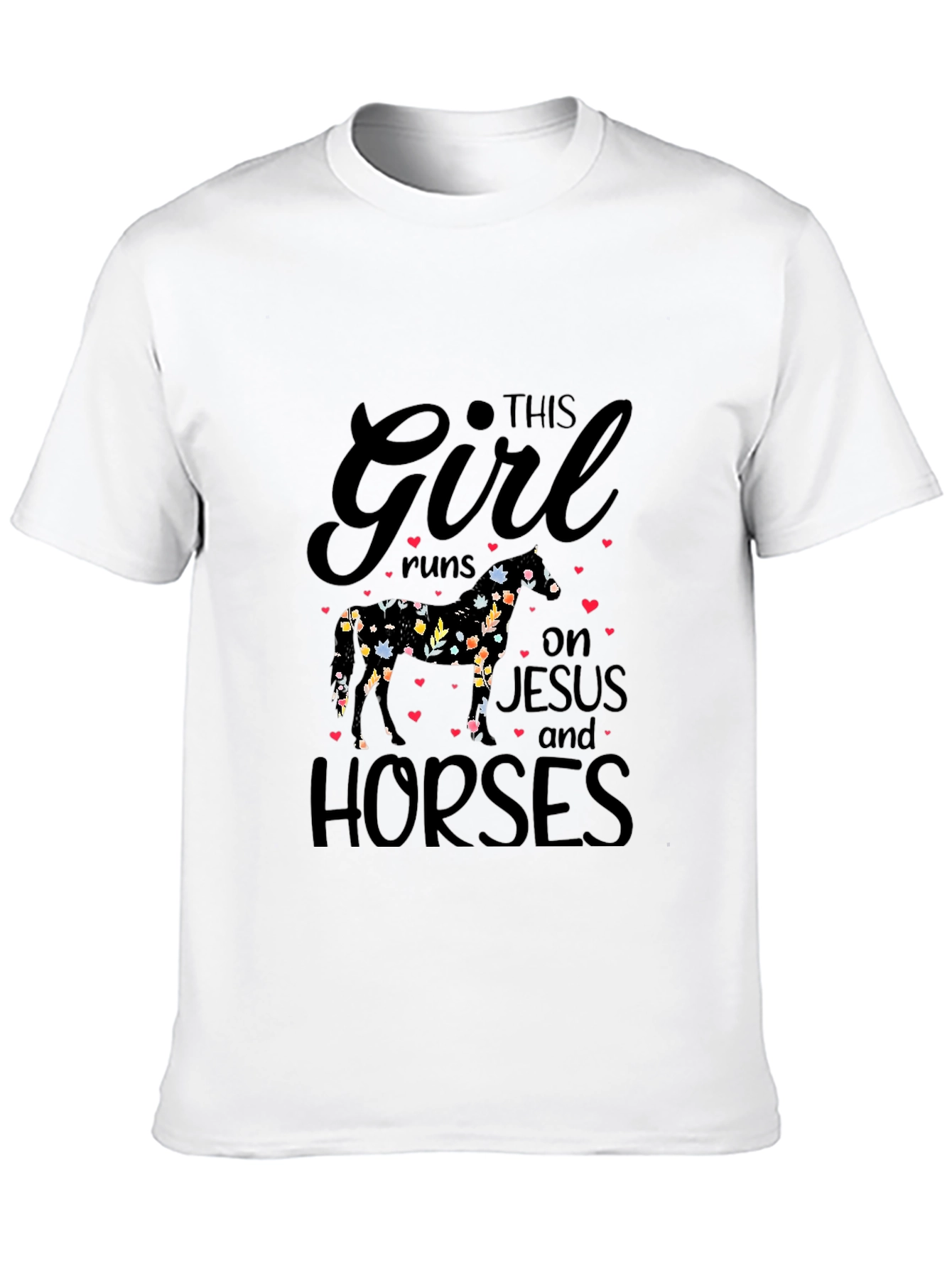 This Girl Runs on Jesus and Horses T-Shirt