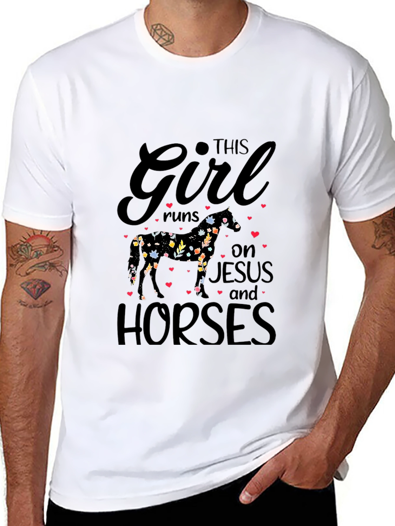 This Girl Runs on Jesus and Horses T-Shirt