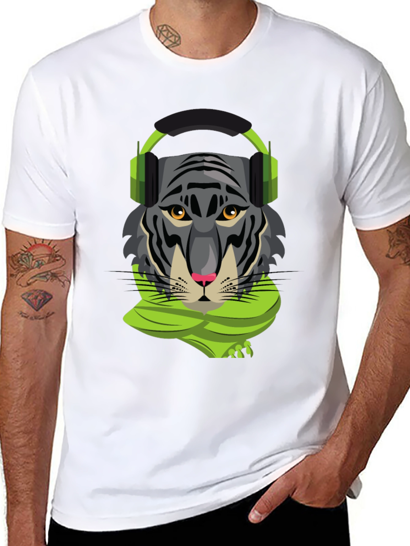 Tiger DJ Graphic Tee - Cool Animal Shirt
