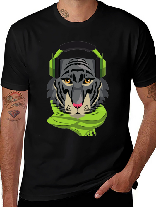 Tiger DJ Graphic Tee - Cool Animal Shirt