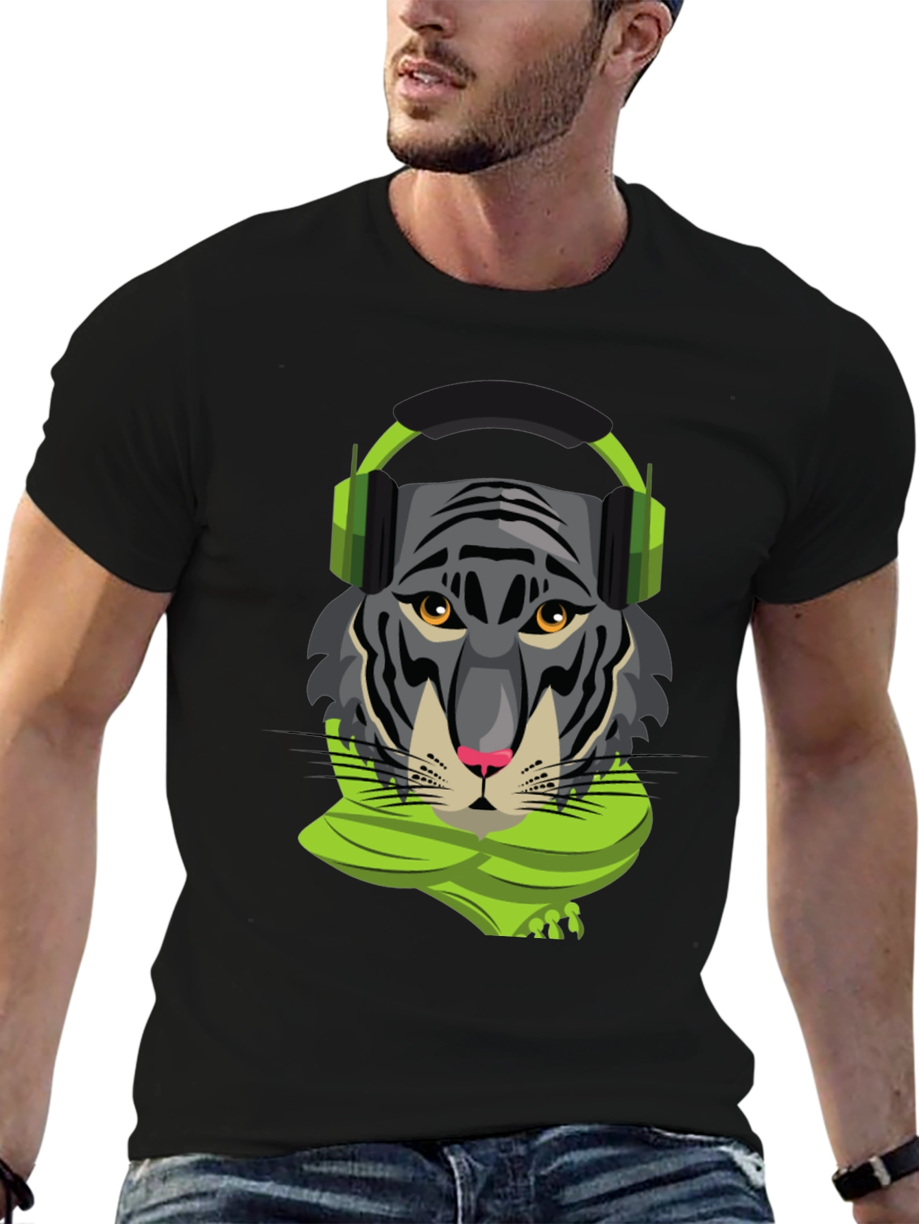 Tiger DJ Graphic Tee - Cool Animal Shirt