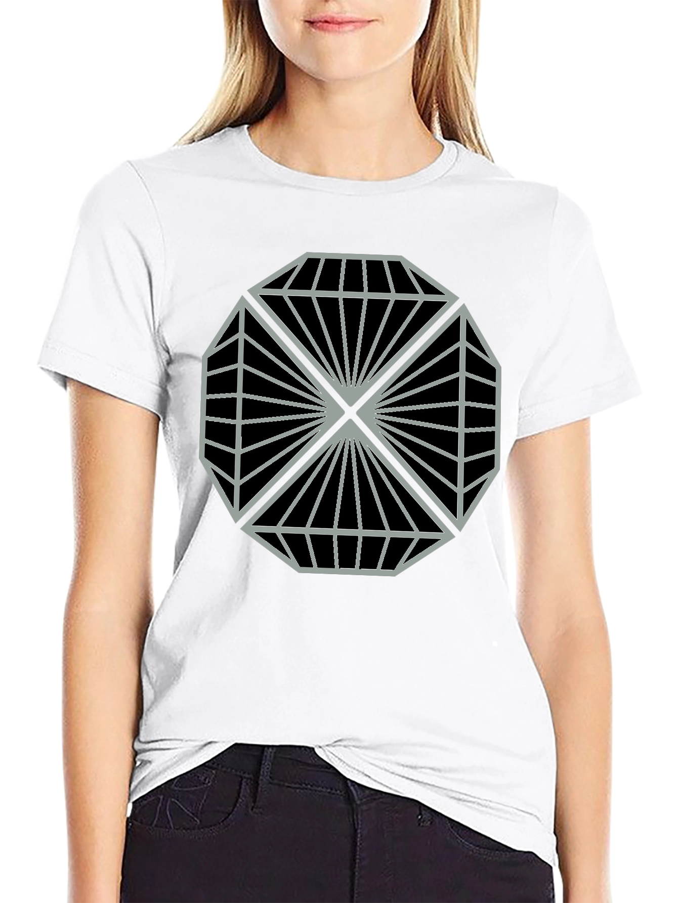 Geometric Diamond Pattern Graphic Tee