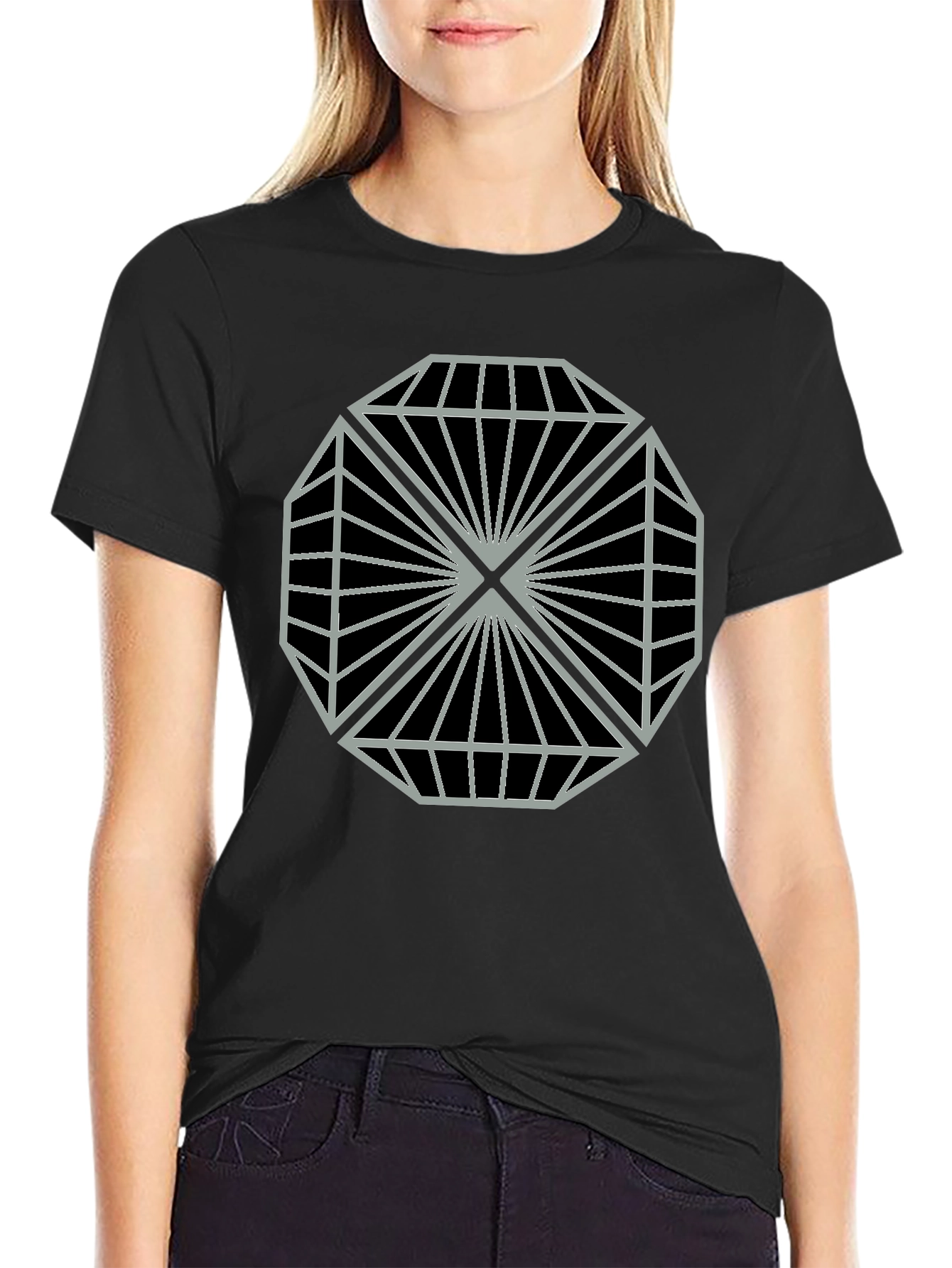 Geometric Diamond Pattern Graphic Tee