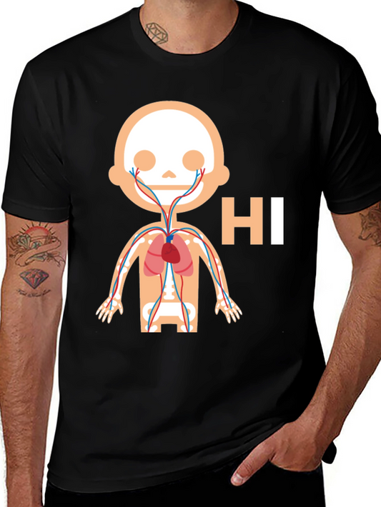 Anatomy Humor Graphic T-Shirt -  Hi Human Anatomy Skeleton