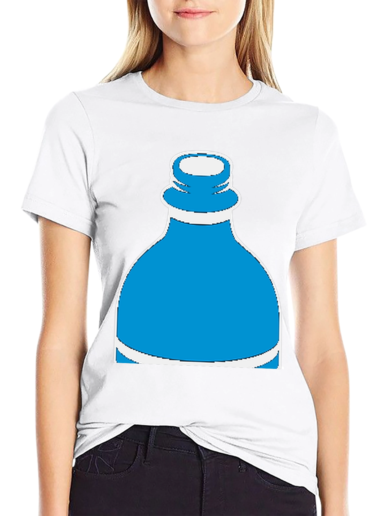 Novelty Water Bottle Graphic Tee - Black