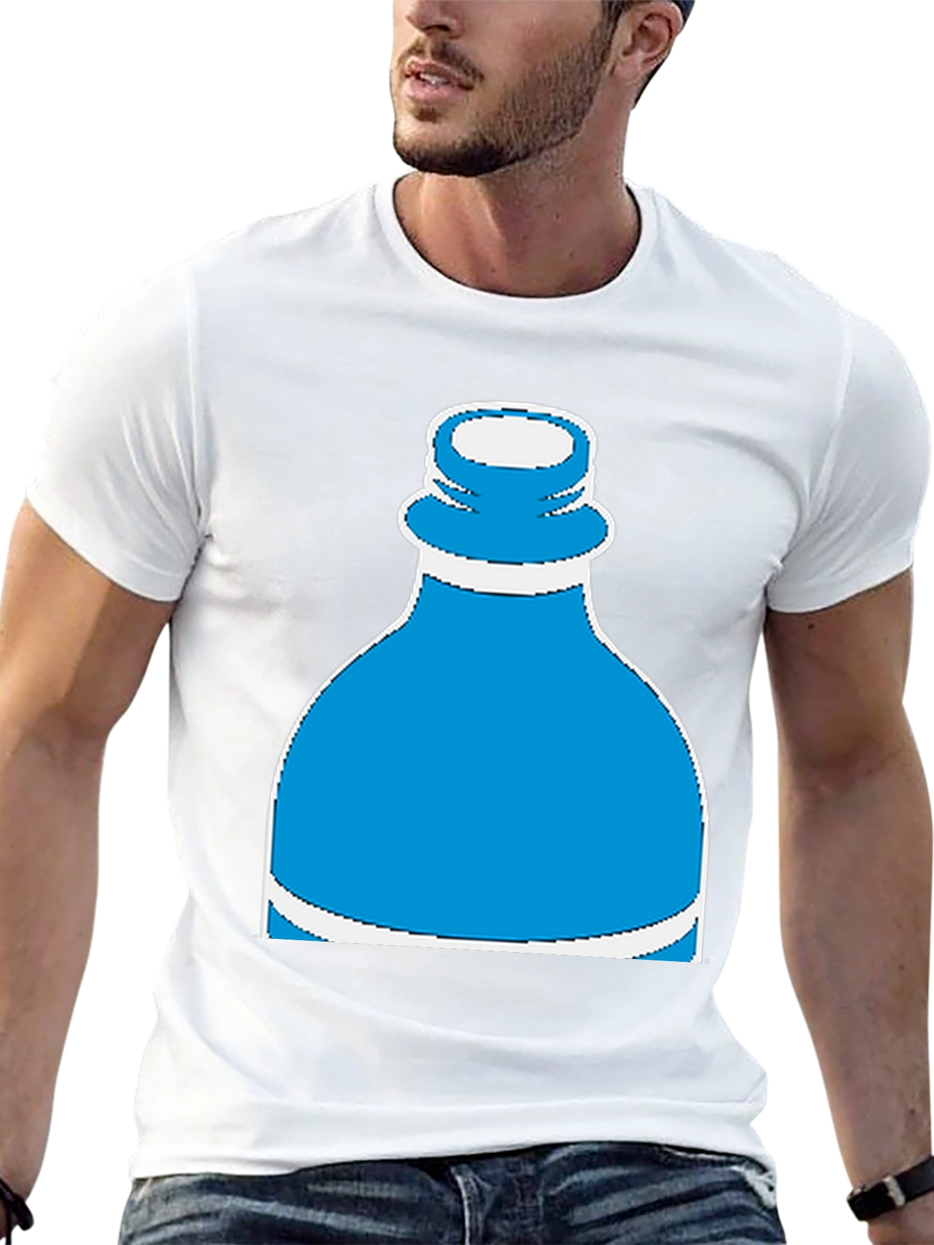 Novelty Water Bottle Graphic Tee - Black