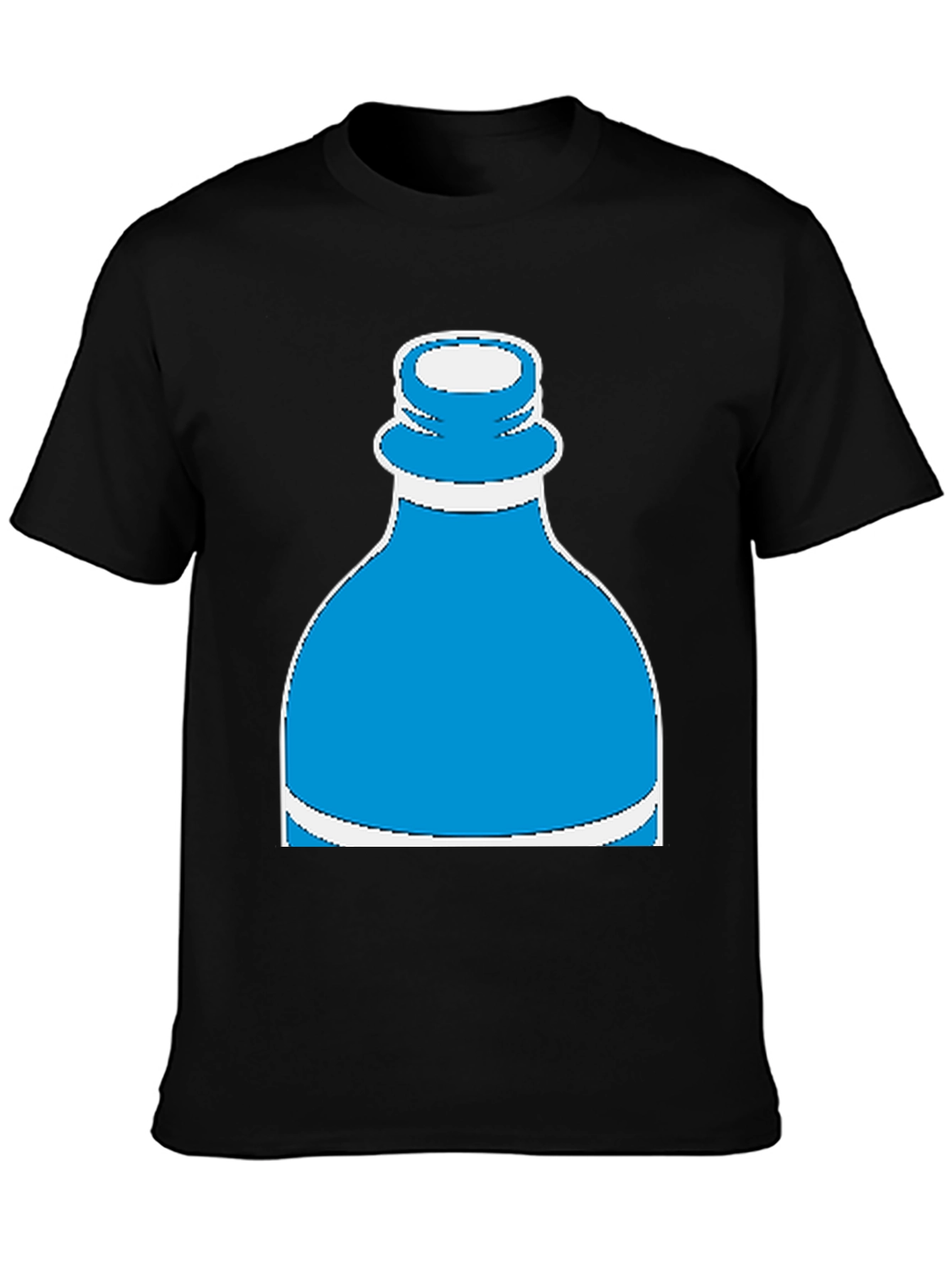 Novelty Water Bottle Graphic Tee - Black
