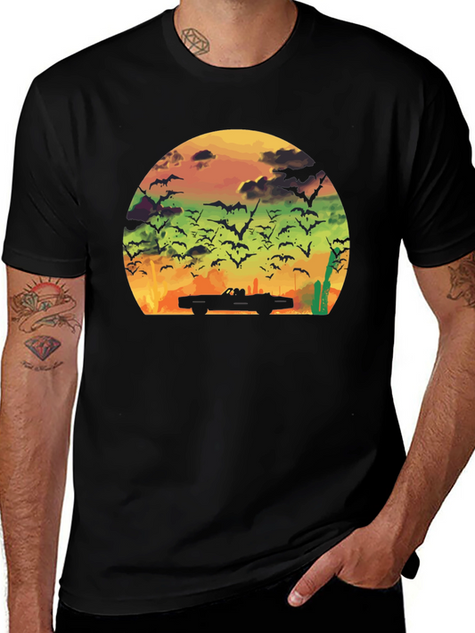 Sunset Bat Convertible Black T-Shirt
