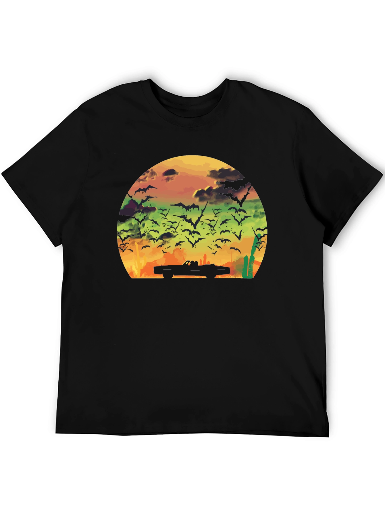 Sunset Bat Convertible Black T-Shirt