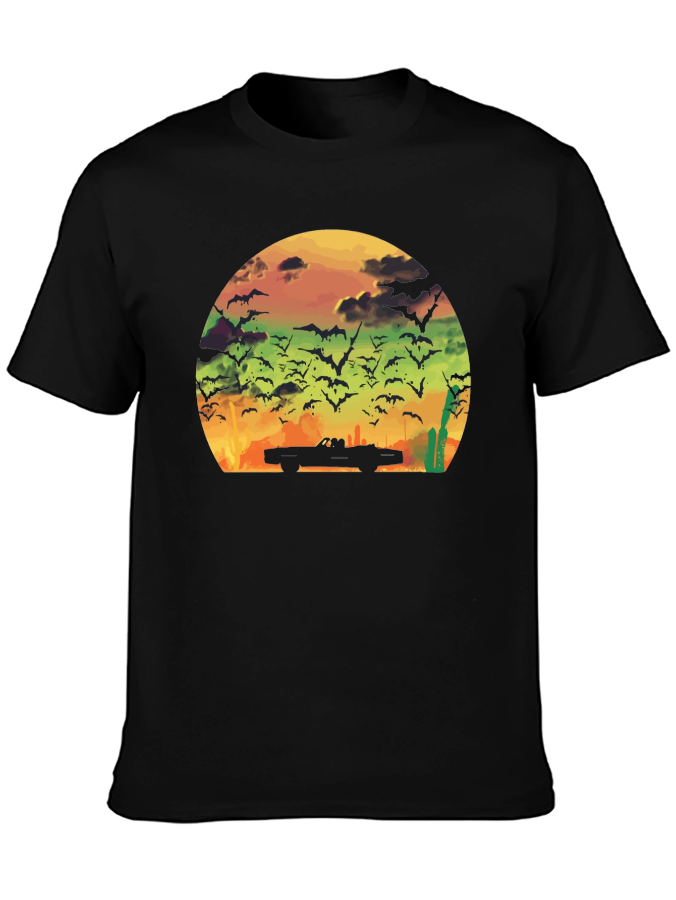 Sunset Bat Convertible Black T-Shirt
