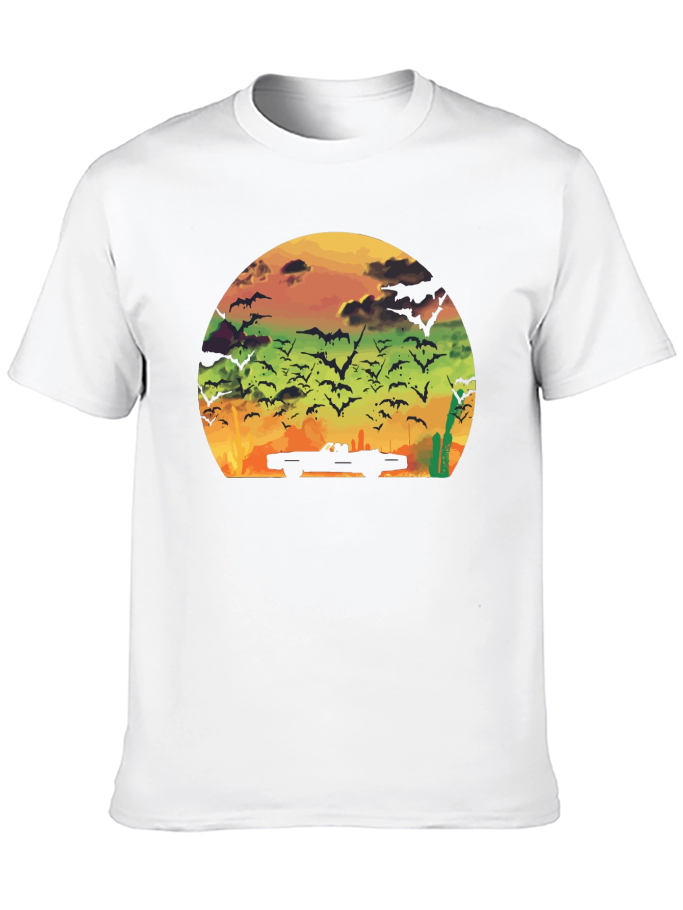 Sunset Bat Convertible Black T-Shirt