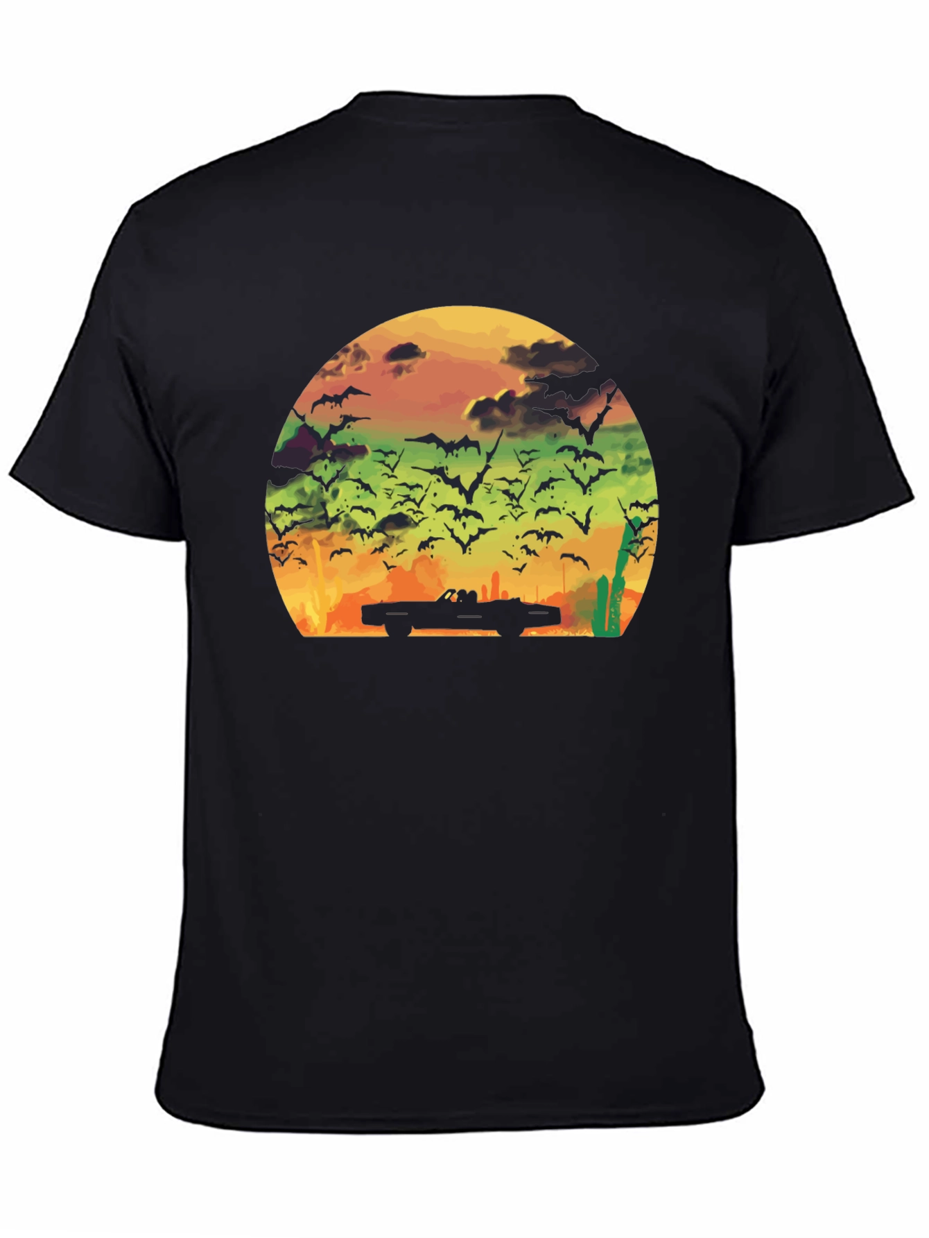 Sunset Bat Convertible Black T-Shirt