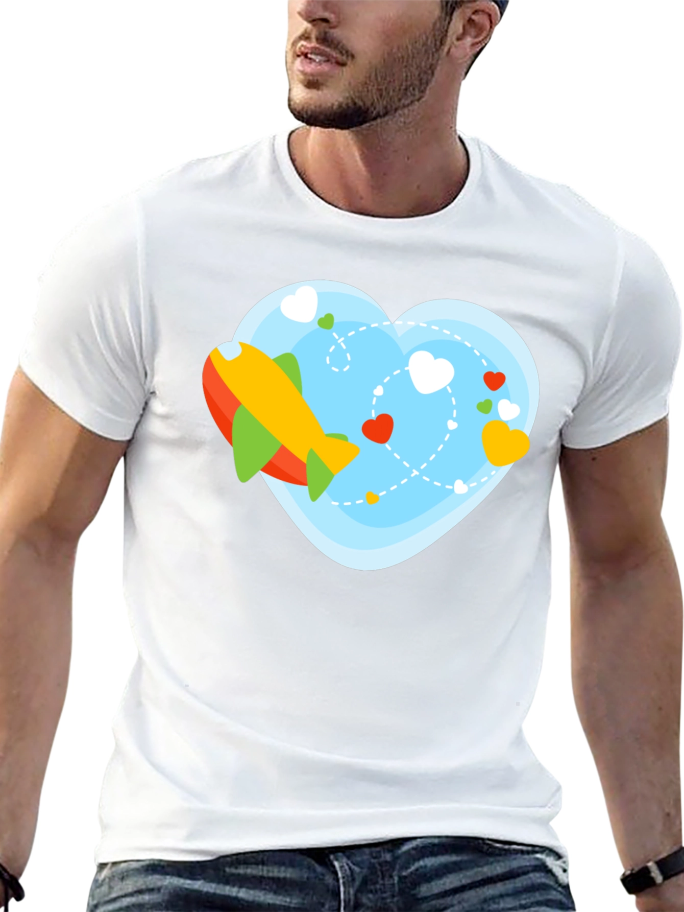 Airplane Heart Graphic Tee - Black Cotton
