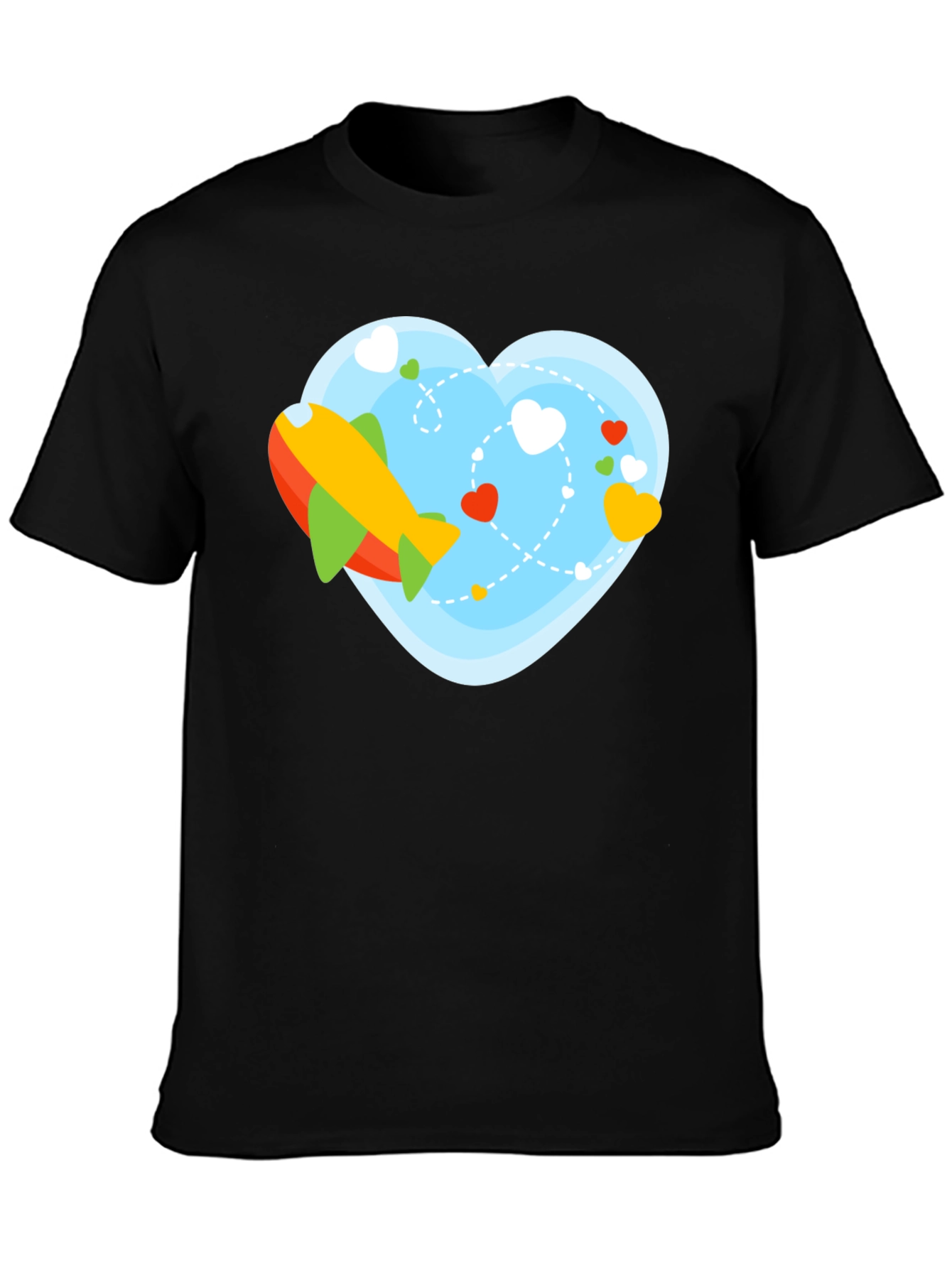 Airplane Heart Graphic Tee - Black Cotton